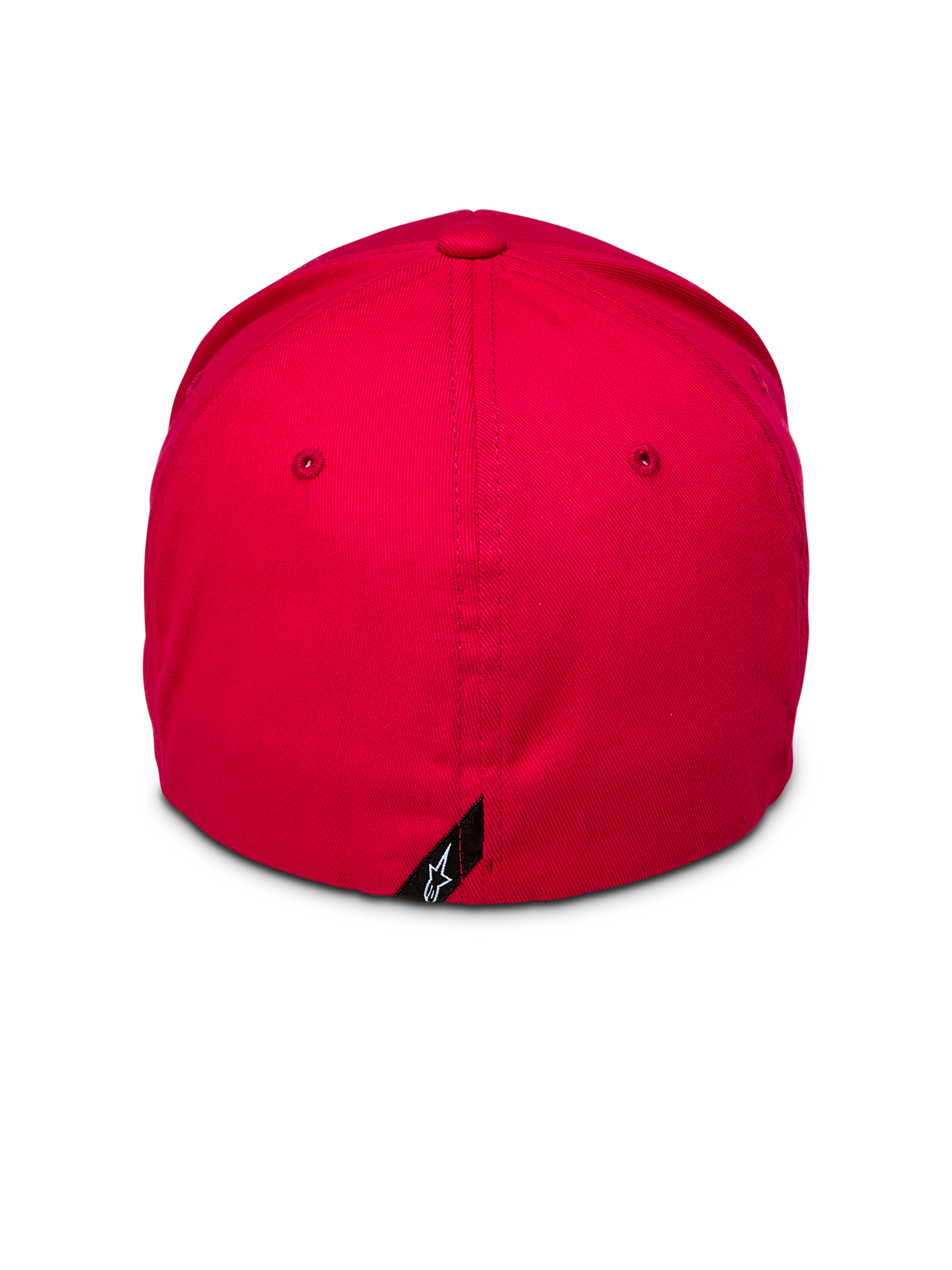 Alpinestars Corp Shift 2 Curved Brim, vermelho, vista traseira realçando o design flex-back e pequena etiqueta preta com o logótipo Alpinestars, coroa estruturada em sarja elástica, boné casual de estilo motorsport