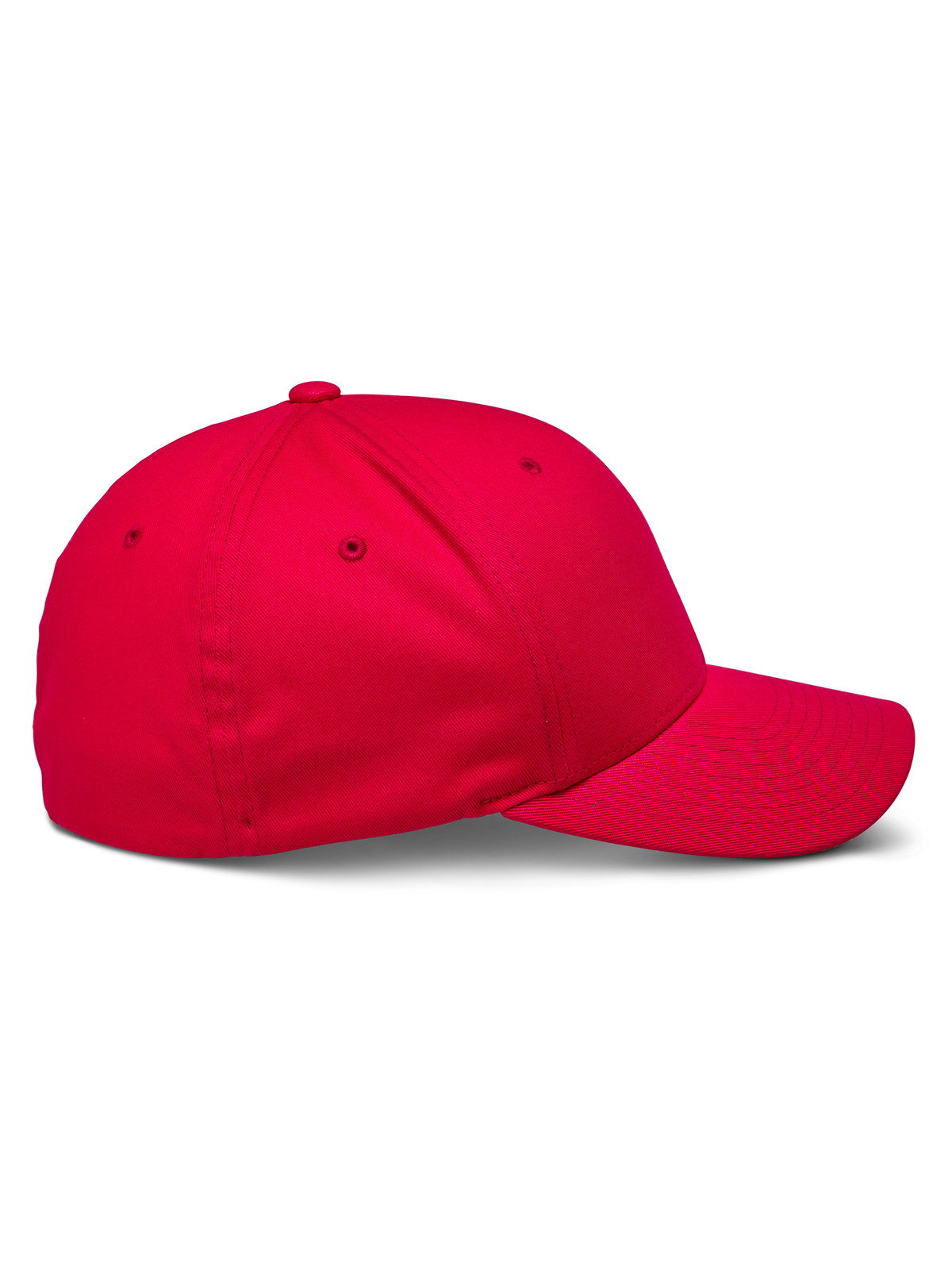 Boné Alpinestars Corp Shift 2 Curved Brim, vermelho, vista de perfil lateral mostrando uma coroa estruturada e aba curva, tecido em sarja elástica, acessório casual inspirado no desporto motorizado