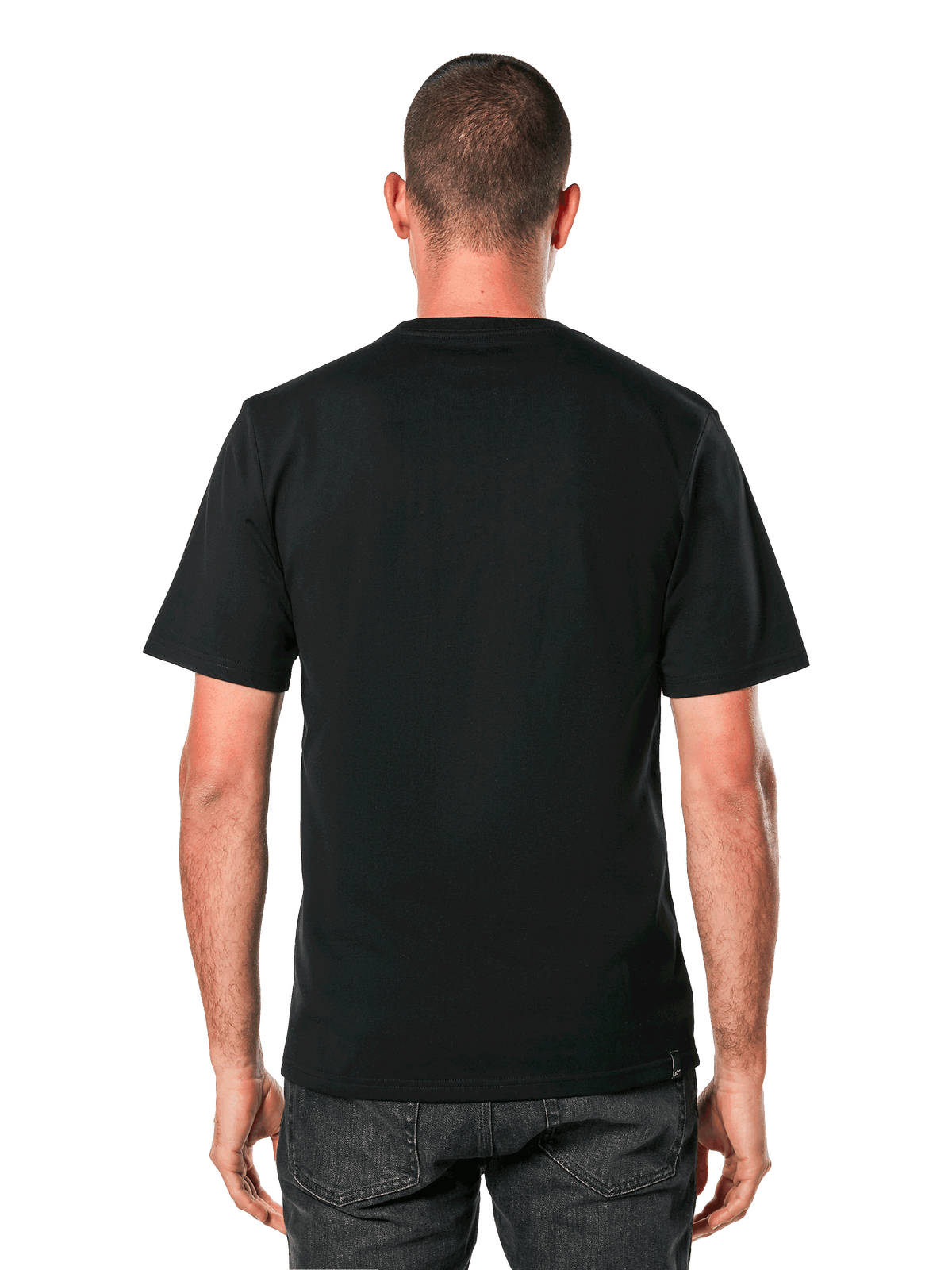 Alpinestars Always 2.0 CSF Tee, Short Sleeve T-Shirt, Black, Rear view showing plain back design, worn by model, Casual Motorsport Streetwear