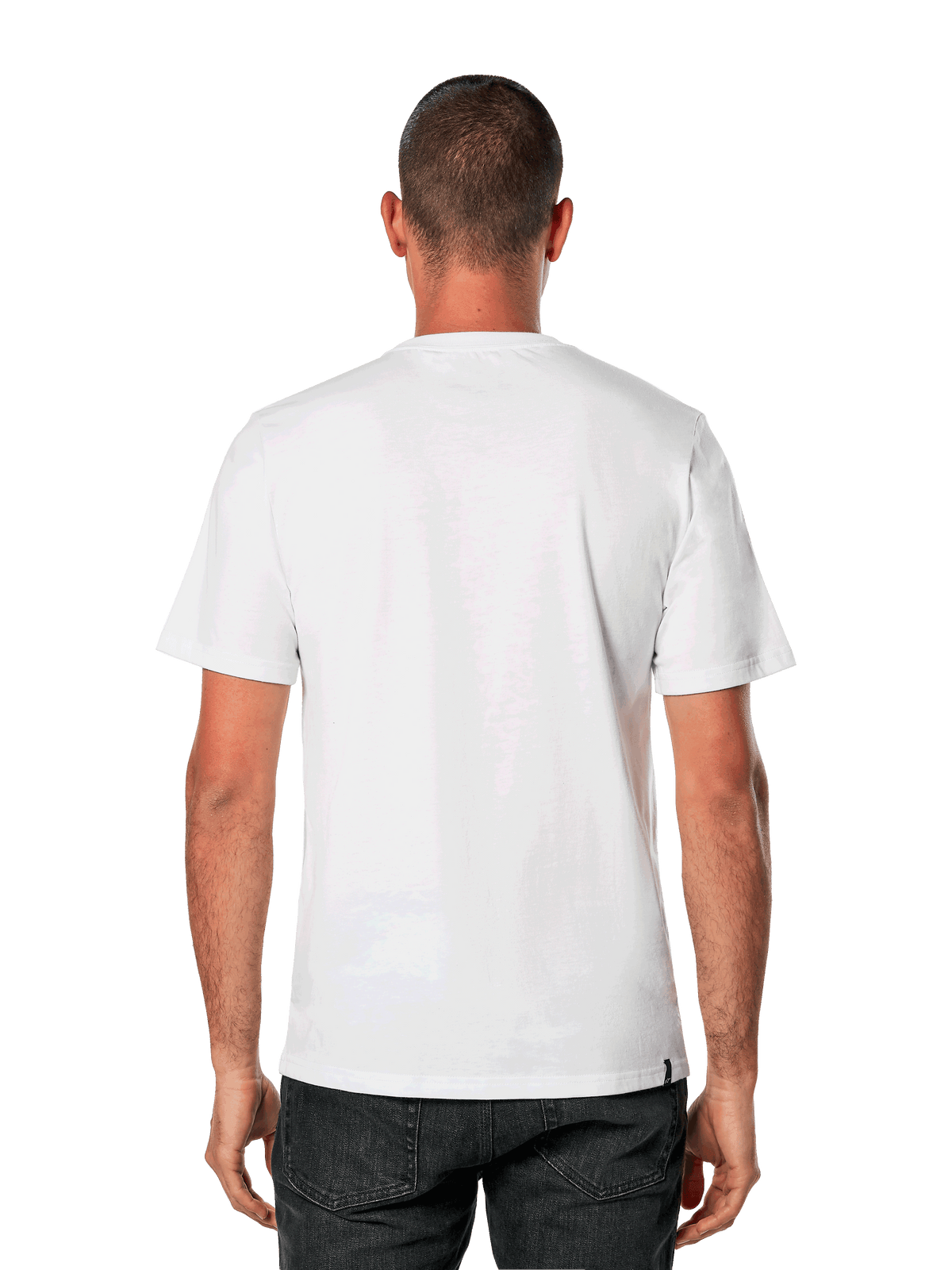 T-shirt Alpinestars Betteryet CSF, de manga curta, branca, vista traseira, corte e costura ajustado, vestuário casual de desporto motorizado