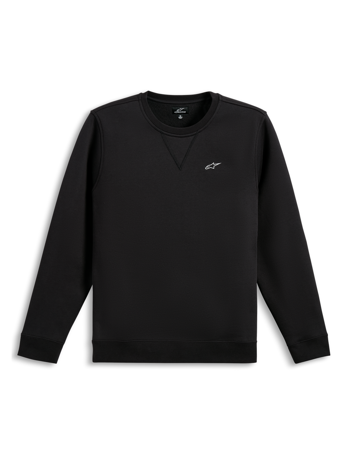 Alpinestars Sweatshirt Positive Crew, camisola preta sportswear com logótipo branco no peito e punhos e bainha canelados