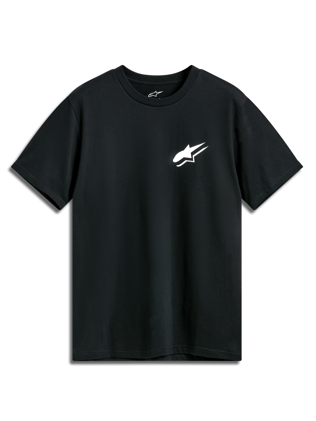 Alpinestars Formulate CSF Tee, Short Sleeve T-Shirt, Black, White Astars Logo on front chest, Casual Motorsport Sportswear