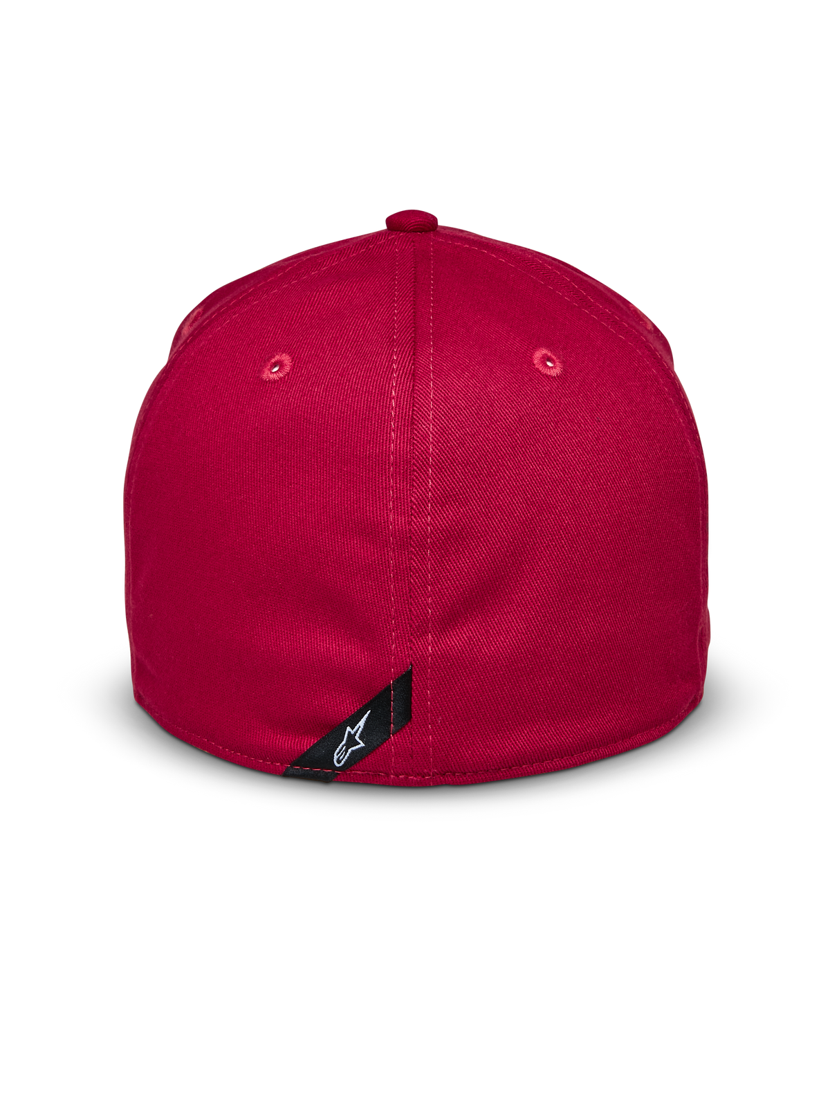 Boné Alpinestars Elemental, vermelho, vista traseira, design de parte de trás flexível com copa estruturada, tecido em sarja elástica, com pequena etiqueta preta e logótipo Alpinestars branco, acessório casual inspirado no desporto motorizado