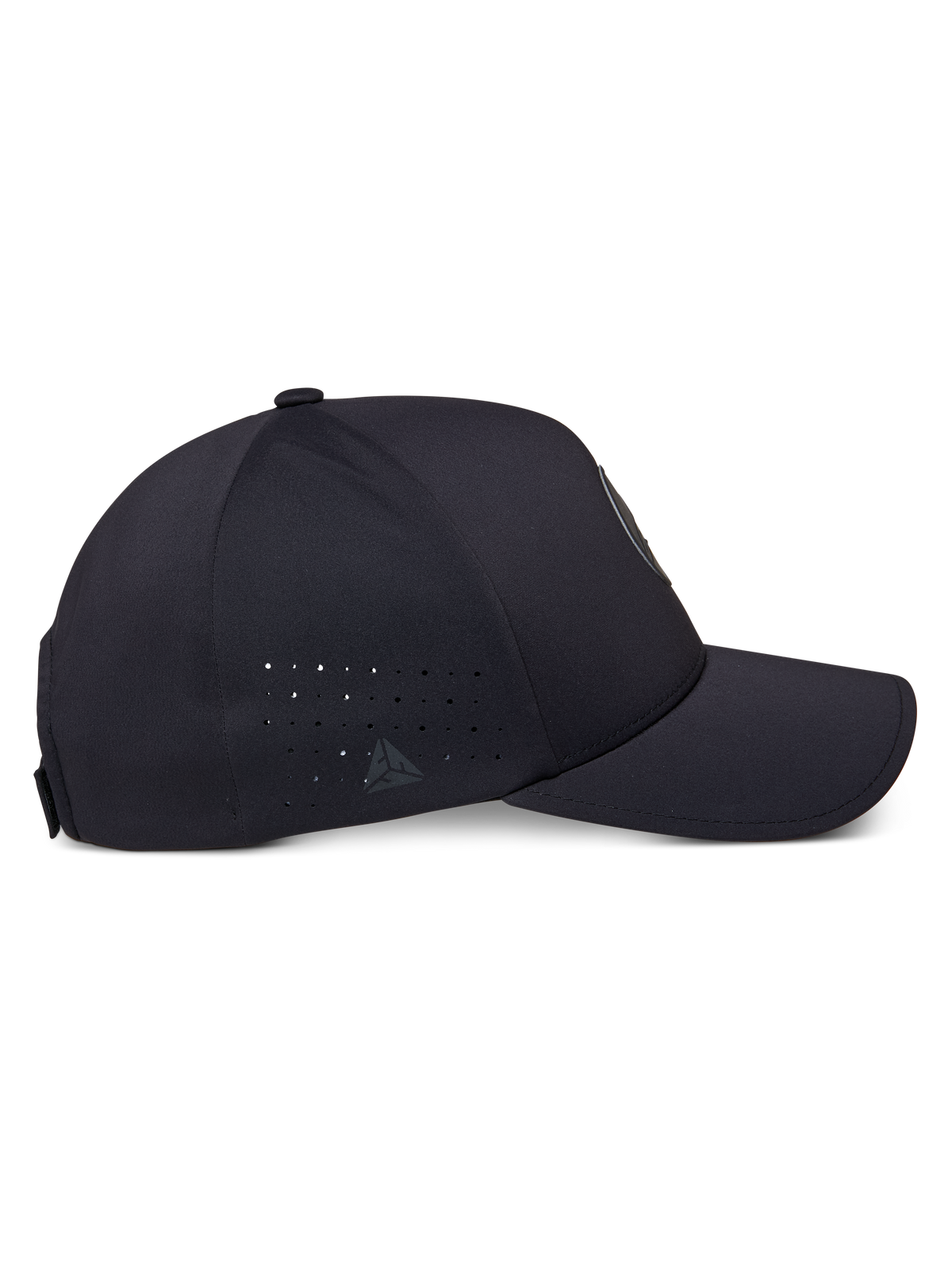 Boné Alpinestars Apex, perfil lateral, preto, com copa estruturada e pala curva, perfurações nos painéis laterais, pequeno logótipo refletor e construção suave sem costuras para um visual limpo