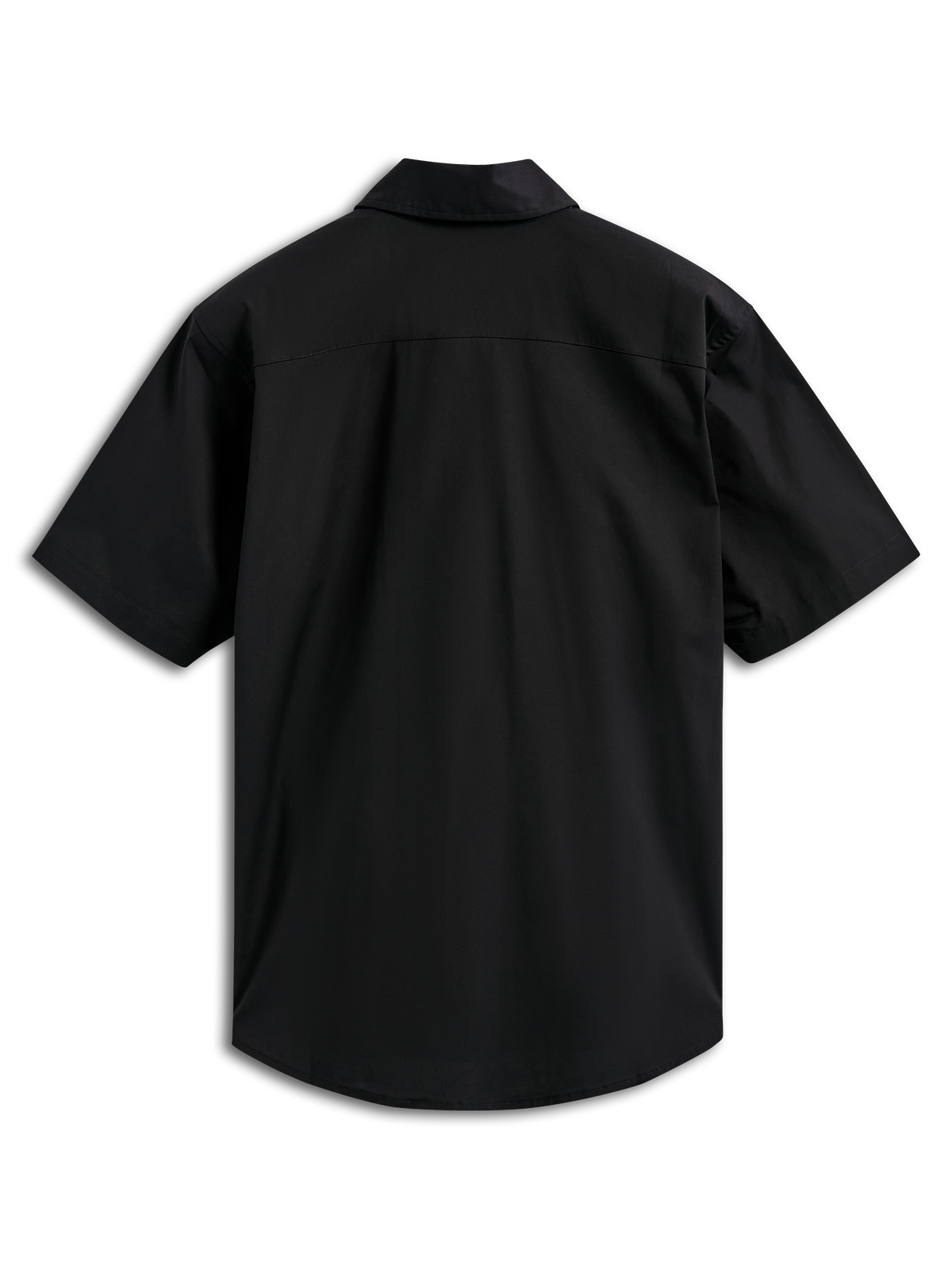 Camisa Alpinestars Strive Woven, camisa de manga curta com botões, preta, vista das costas, com pala traseira estruturada, streetwear casual inspirado no desporto motorizado