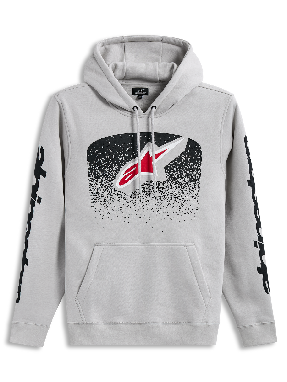 Alpinestars Obsessed Hoodie, camisola com capuz em cinzento cement, logótipo frontal com gradação MX e pormenores pretos nas mangas, estilo sportswear casual