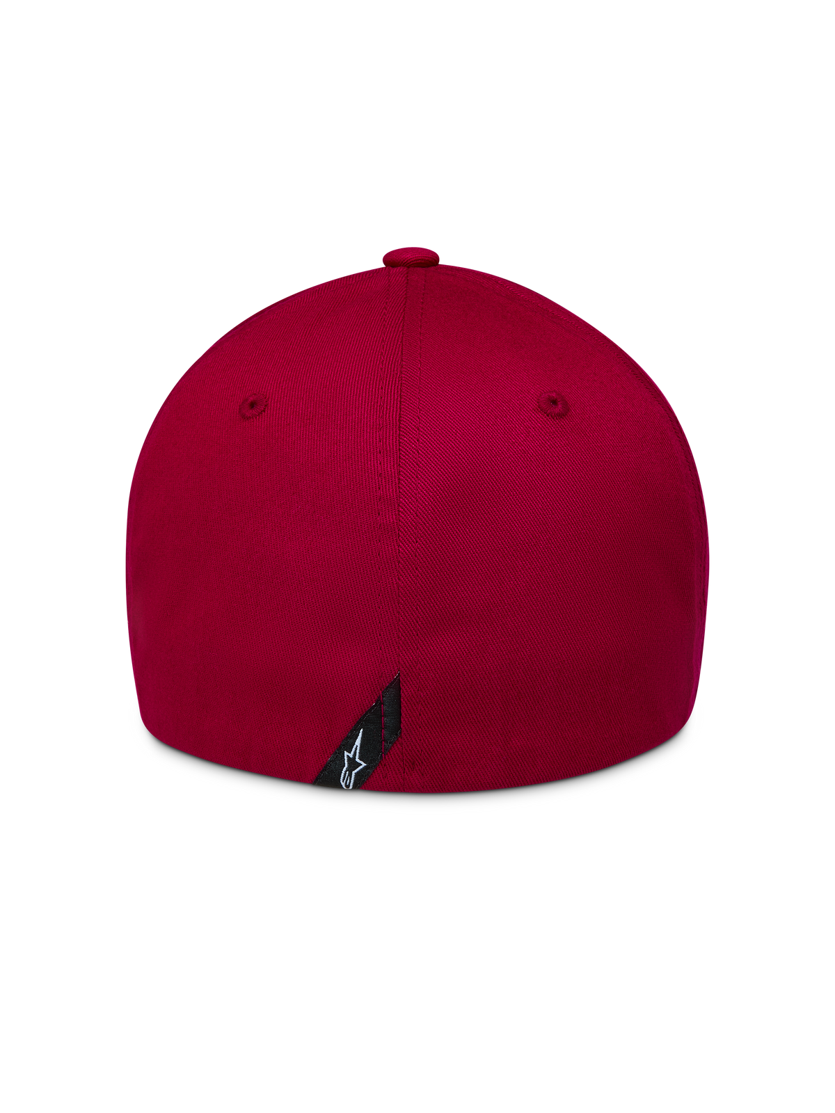 Alpinestars Pivot Chapéu, boné de sarja estruturado vermelho escuro, vista traseira com flex back e logótipo Astars bordado.