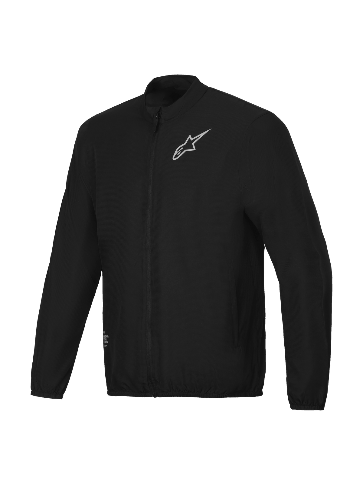 Alpinestars A-Aria Windbreaker Jacket, casaco corta-vento para homem de mountain biking e ciclismo, preto, fecho completo com gola alta e logótipo com assinatura da marca