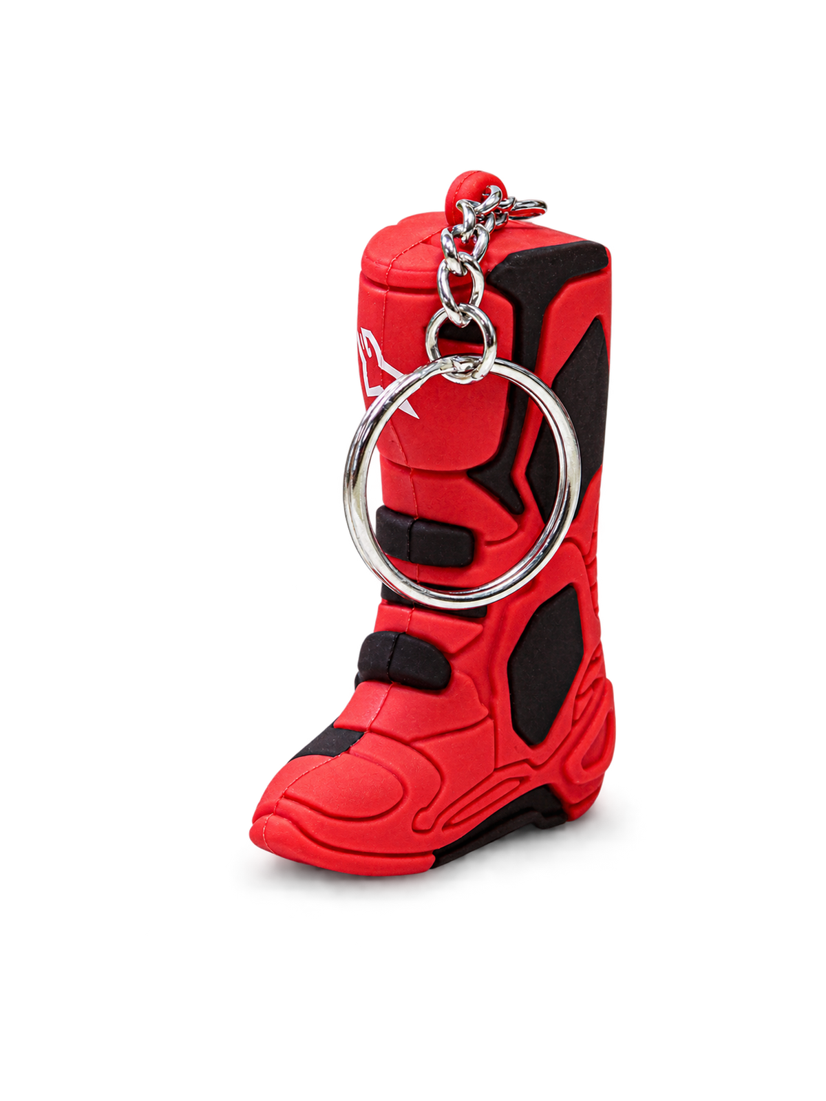 Alpinestars Porta-Chaves Tech 10 Boot, porta-chaves de motocross em miniatura, vermelho e preto com logótipo branco, construção sintética durável com anel metálico