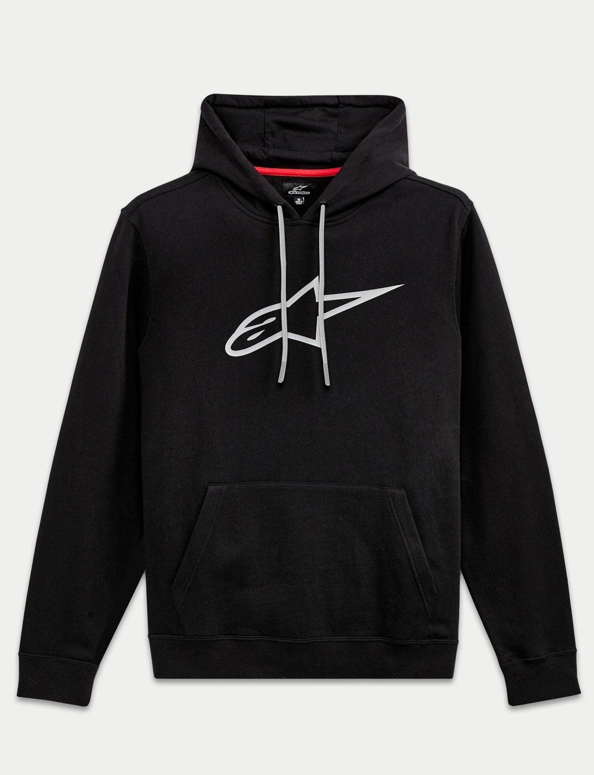 Alpinestars Ageless V3 Hoodie, sweatshirt com capuz de sportswear unissexo, preta e cinzenta, construção em fleece 80% algodão com grande logótipo de estrela bordado, bolso canguru e capuz com cordão ajustável