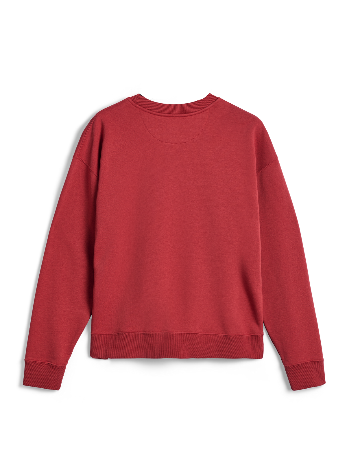 Alpinestars Essentials Ageless Crew, Crewneck Sweatshirt, Brick Red, back view showing ribbed cuffs and hem, premium compact fleece for casual sportswear comfort.