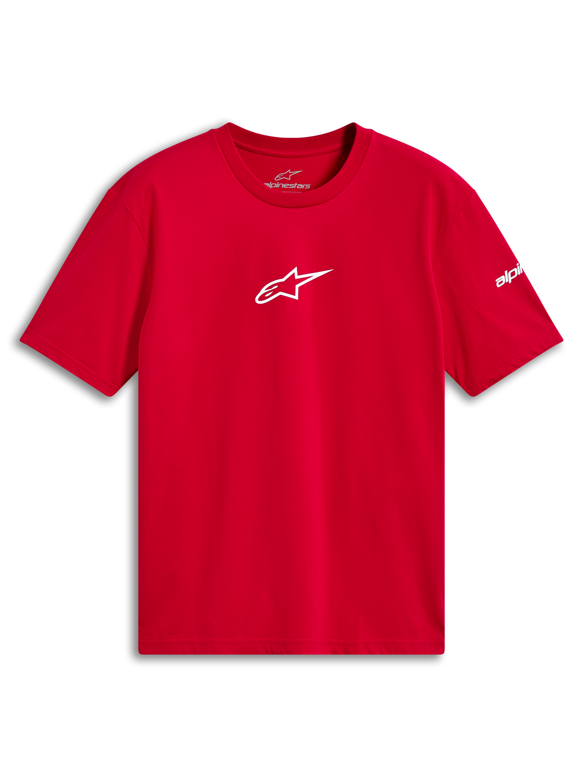 Alpinestars Frontal CSF Tee, t-shirt de manga curta, vermelha, logótipo Astars branco no peito, roupa desportiva casual de alta performance