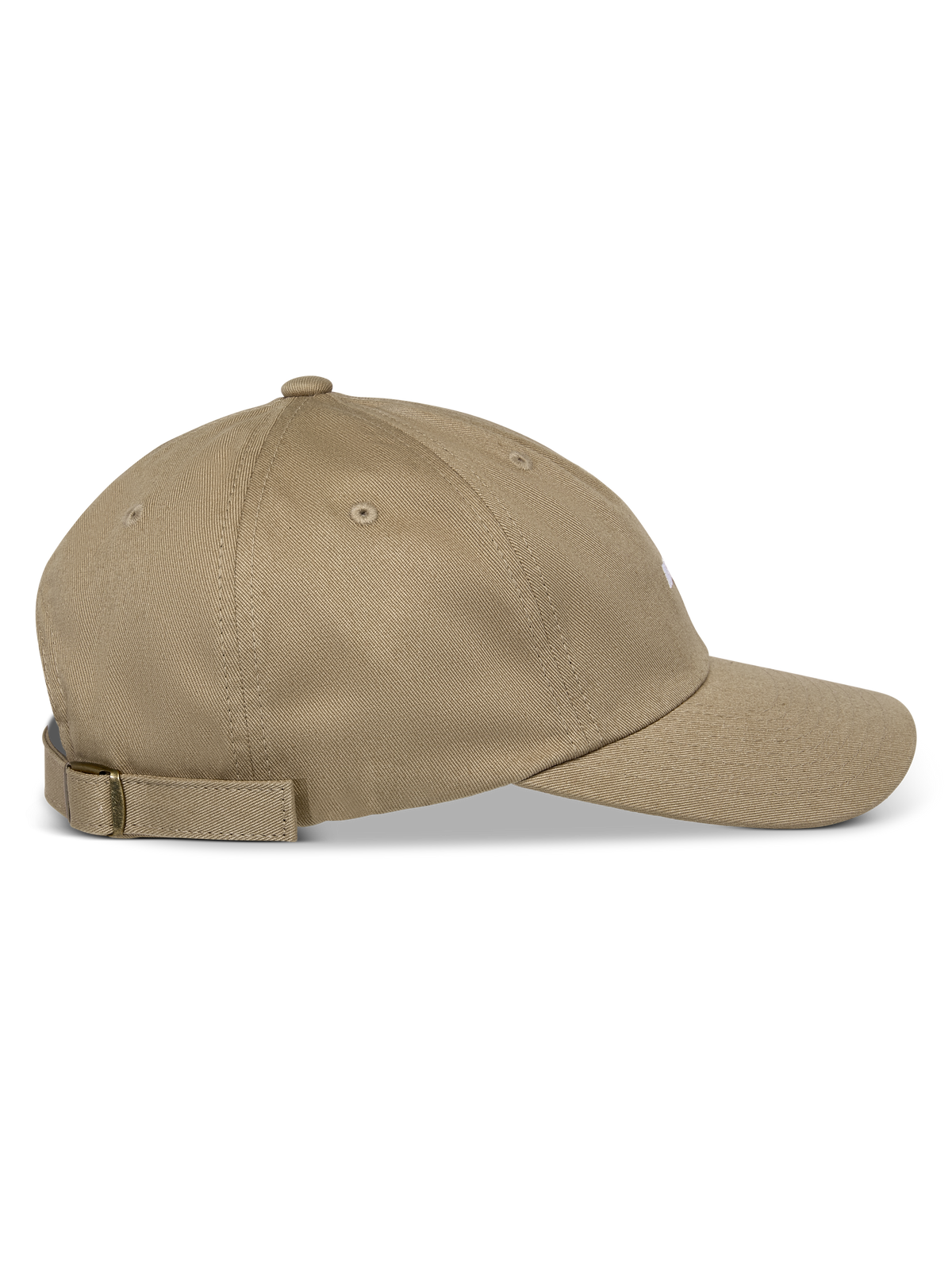 Alpinestars Deduce Strapback Hat, chapéu caqui em vista de perfil lateral, aba curva com coroa baixa não estruturada, material de sarja de algodão com fecho de tira ajustável e logótipo bordado plano