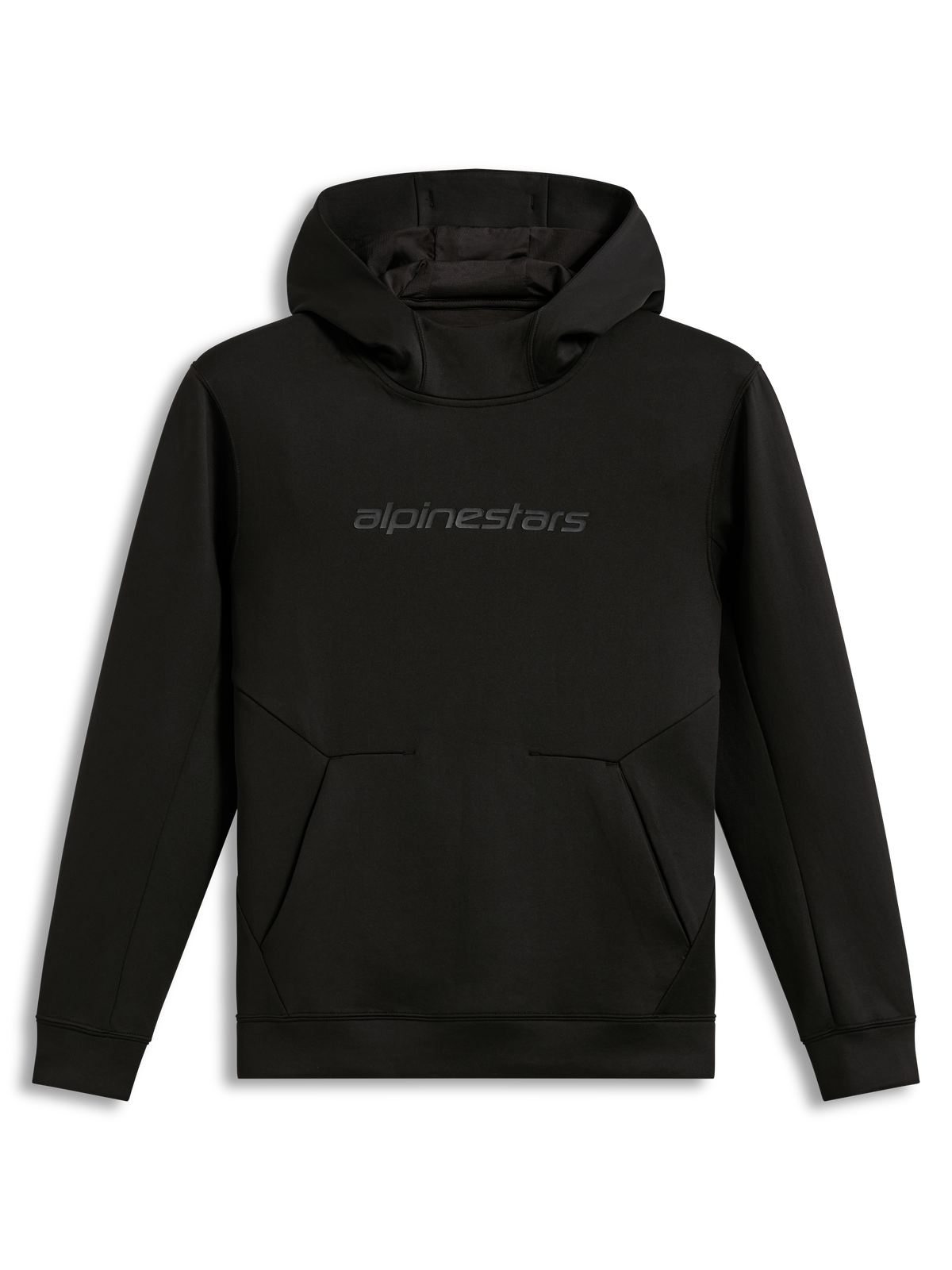 Alpinestars Datrix Hoodie, hoodie de fleece preto para sportswear, com logótipo tonal HD e bolso com detalhe de dardo.