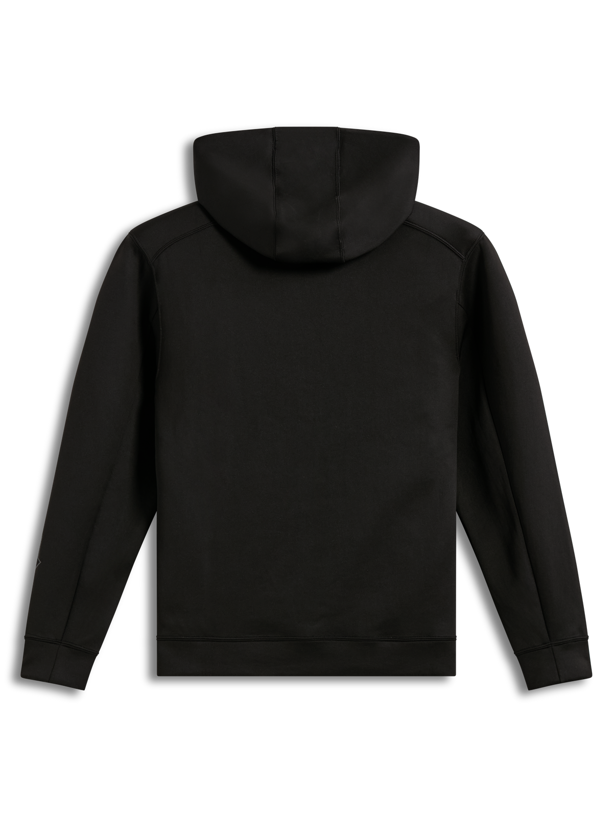 Alpinestars Datrix Hoodie, camisola preta de fleece tri-blend, vista traseira com capuz forrado em malha