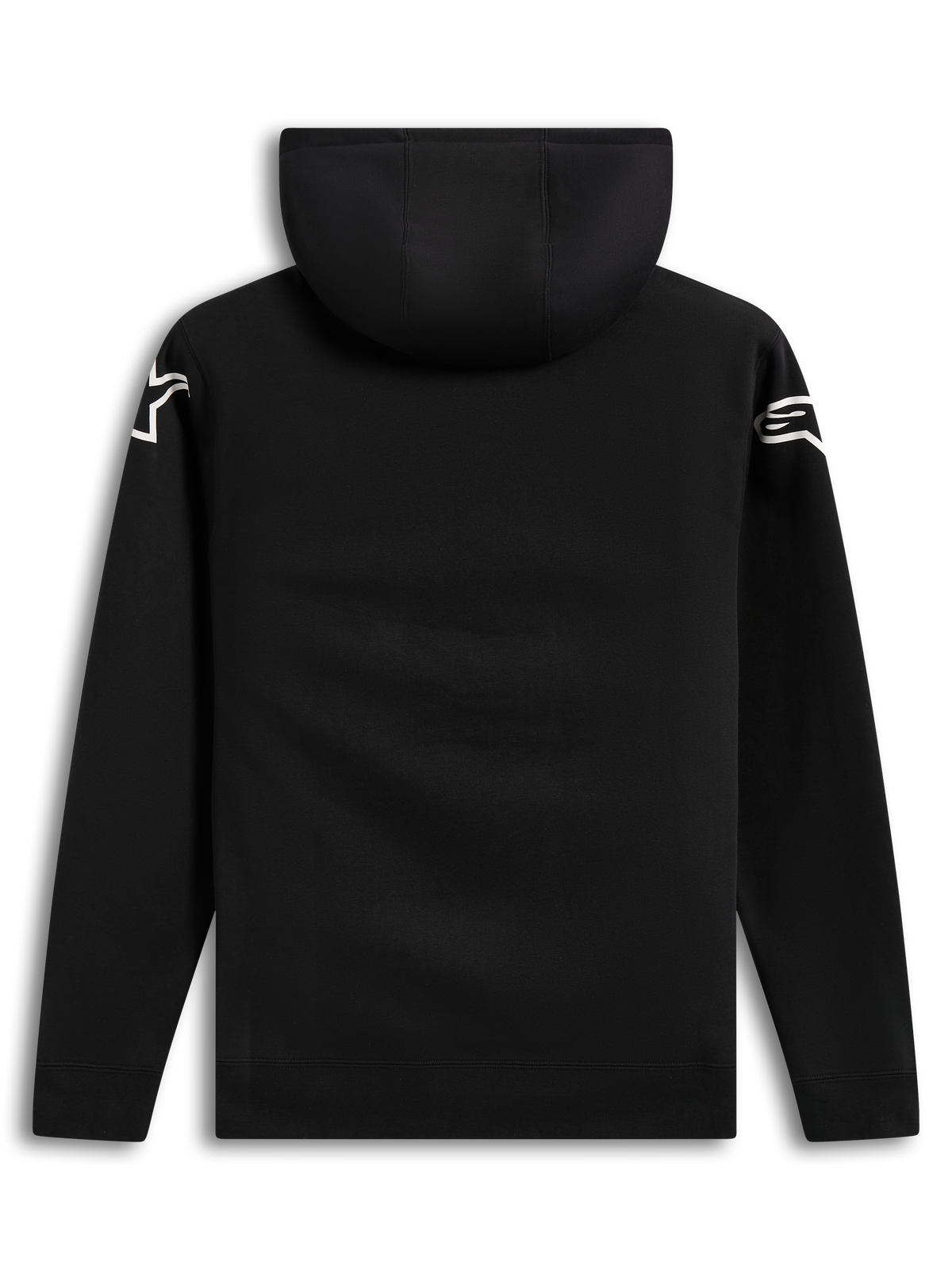 Alpinestars Velocifier Hoodie, sweat com capuz preta casual, vista traseira com logótipos brancos nos ombros.