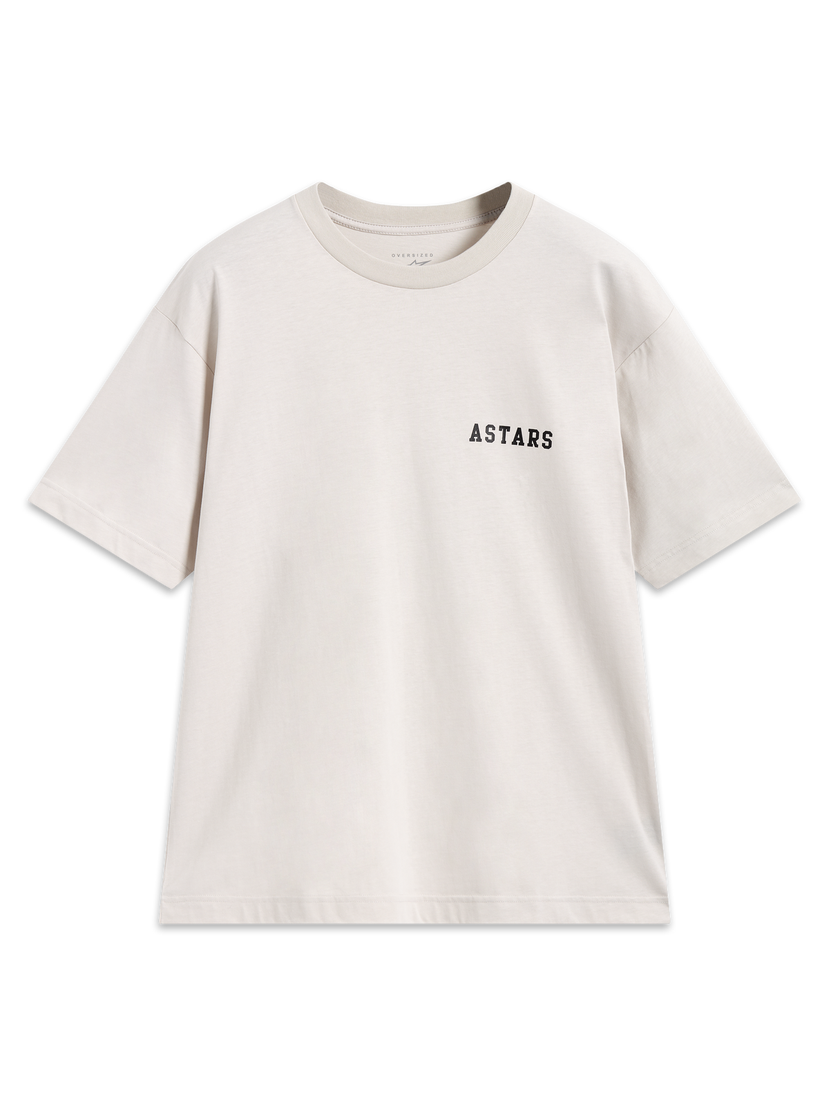 Alpinestars Latitude Oversized CSF Tee, t-shirt de manga curta bege com logótipo Astars preto no peito, sportswear casual.