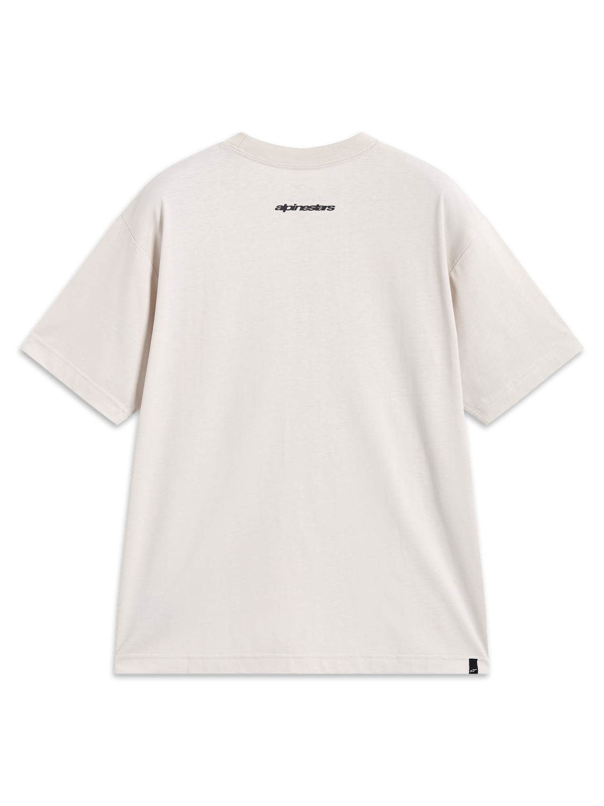 Alpinestars Prelude Oversized CSF Tee, short sleeve sand sportswear t-shirt, back view with black logo graphic on the neck.