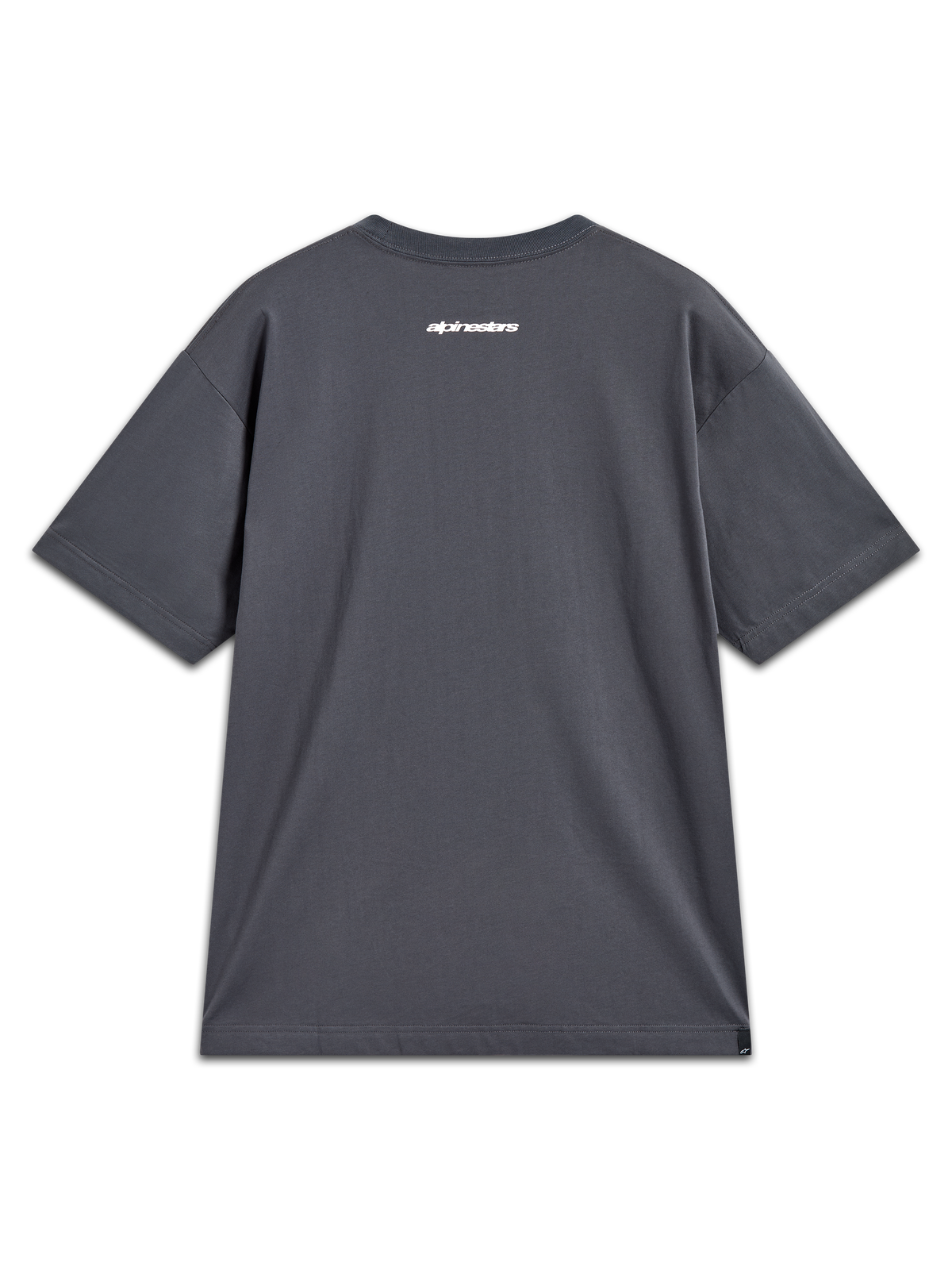 Alpinestars Prelude Oversized CSF Tee, t-shirt cinzenta de manga curta com logótipo branco nas costas, estilo sportswear