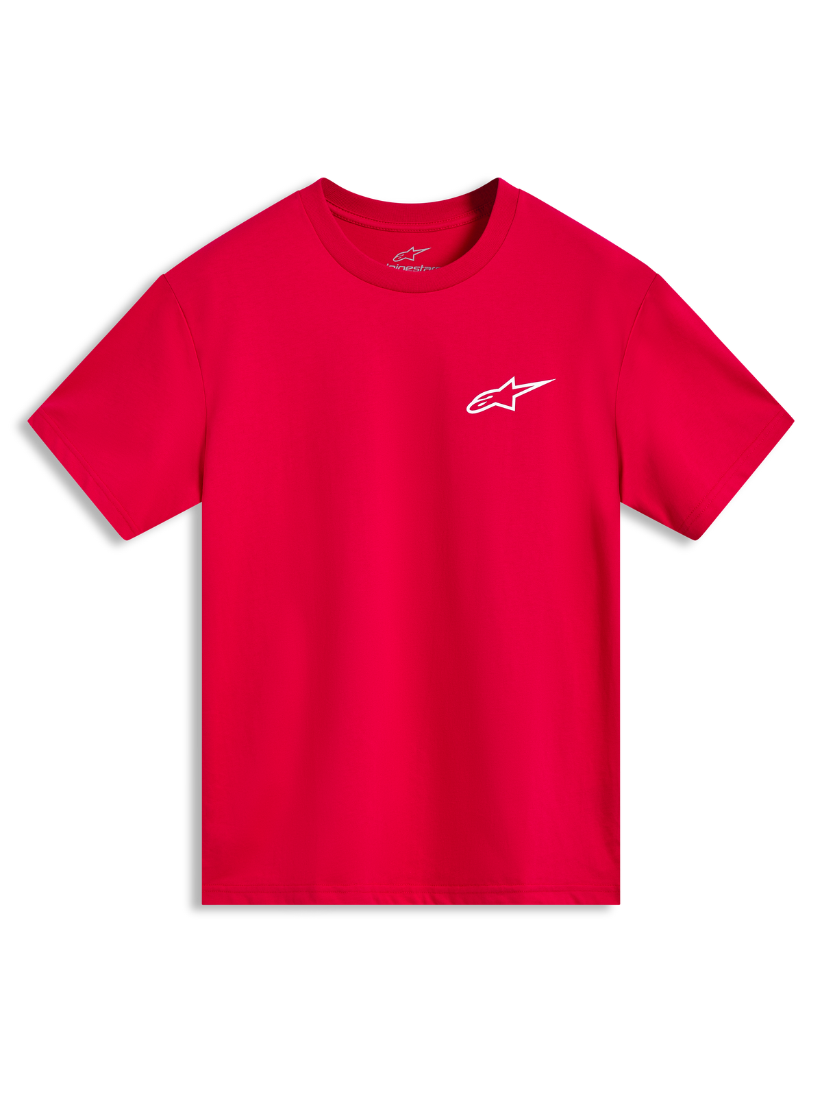 Alpinestars Combo Back CSF Tee, t-shirt de manga curta vermelha, logótipo Astars branco no peito, casual sportswear
