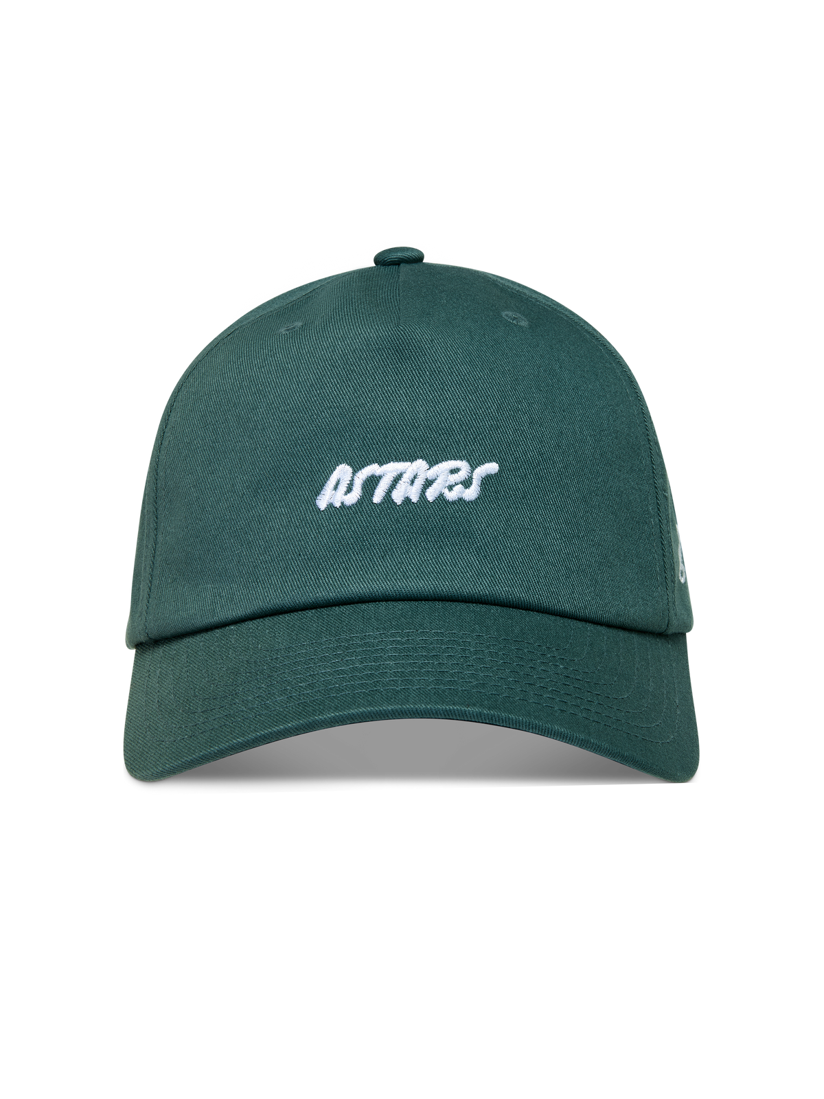 Alpinestars Explorer Strapback, boné verde com logótipo Astars bordado a branco, aba curva e coroa estruturada.