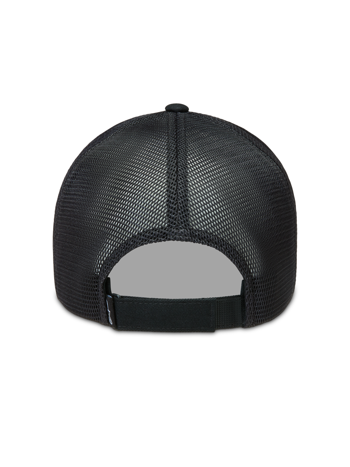 Alpinestars Augment Boné trucker, vista traseira em malha preta com fecho ajustável, casual sportswear.