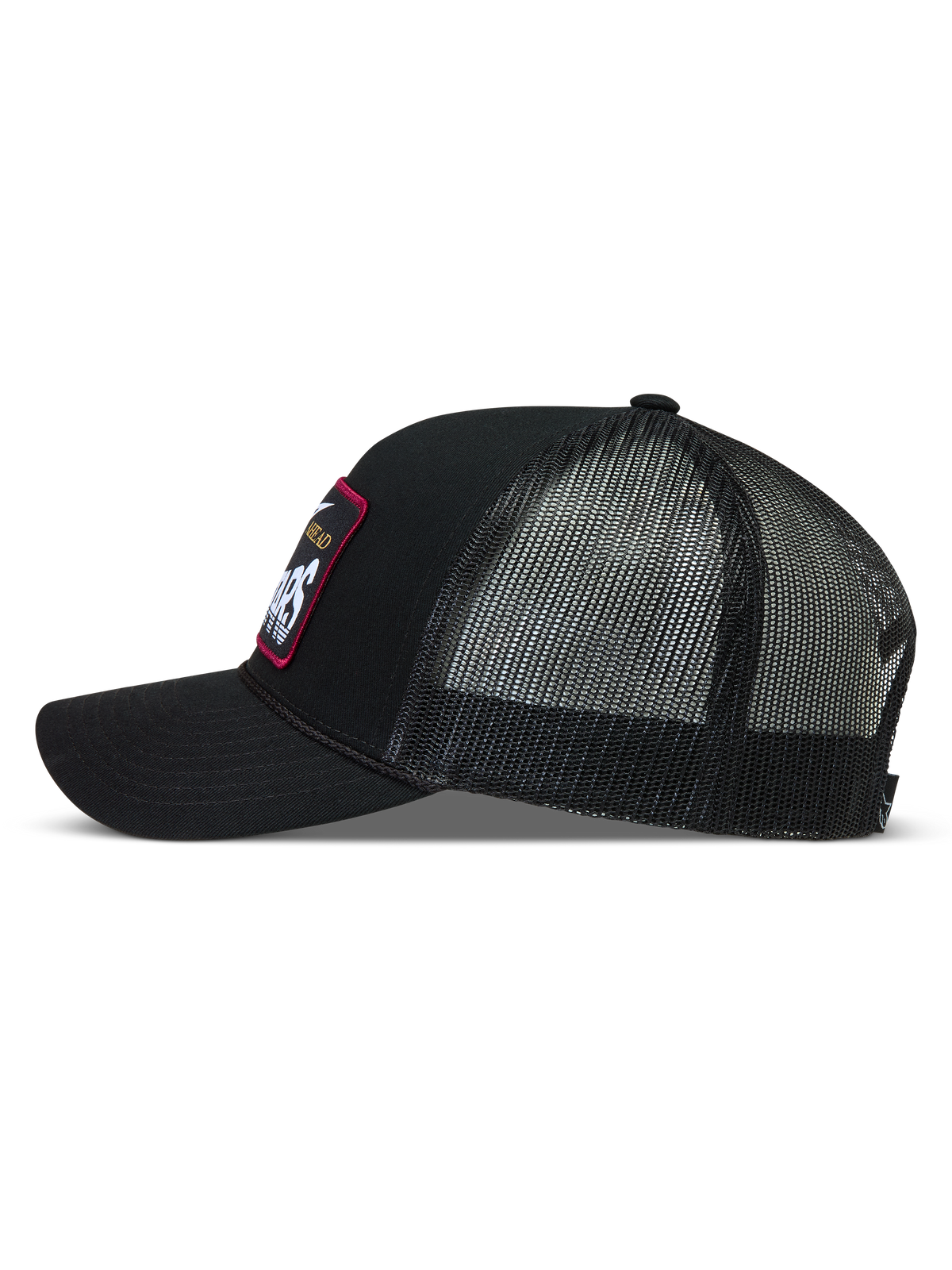 Alpinestars Hemmings Boné trucker, preto, em sarja e malha, perfil lateral com patch de logótipo tecido.