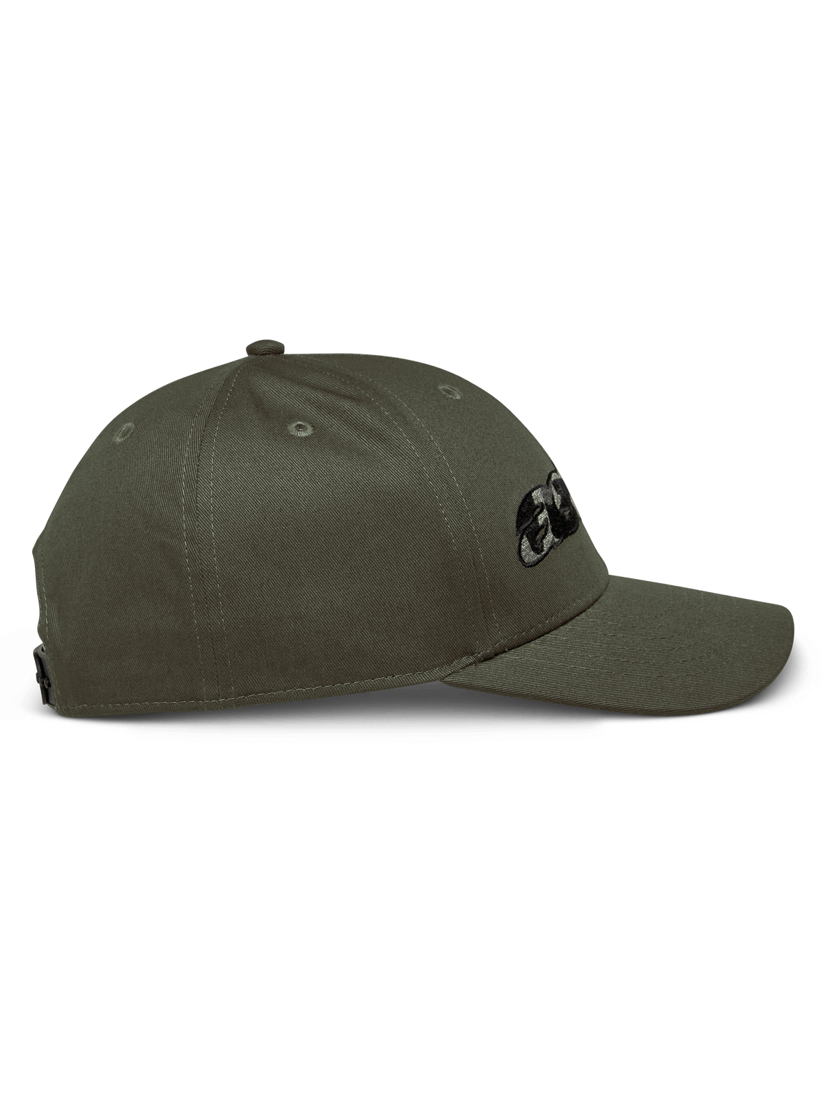 Alpinestars Canyon Hat, vista lateral, Verde Militar, coroa estruturada com aba curva, com logótipo Astars bordado com preenchimento camuflado, streetwear casual inspirado no desporto motorizado