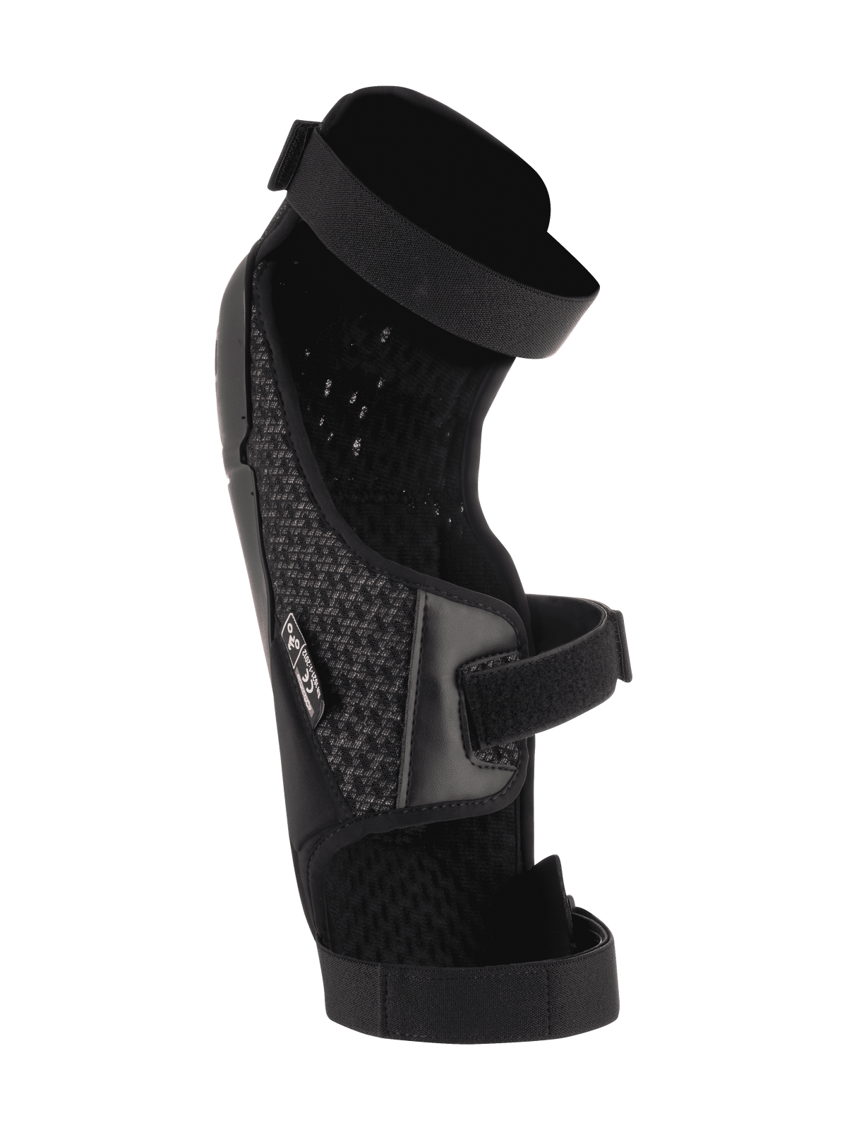 Protetores de Joelho/Canela Alpinestars Bionic Plus, pretos, vista interior com acolchoamento em malha 3D e sistema de tiras duplas, construção ergonómica assimétrica para proteção em motocross e BTT