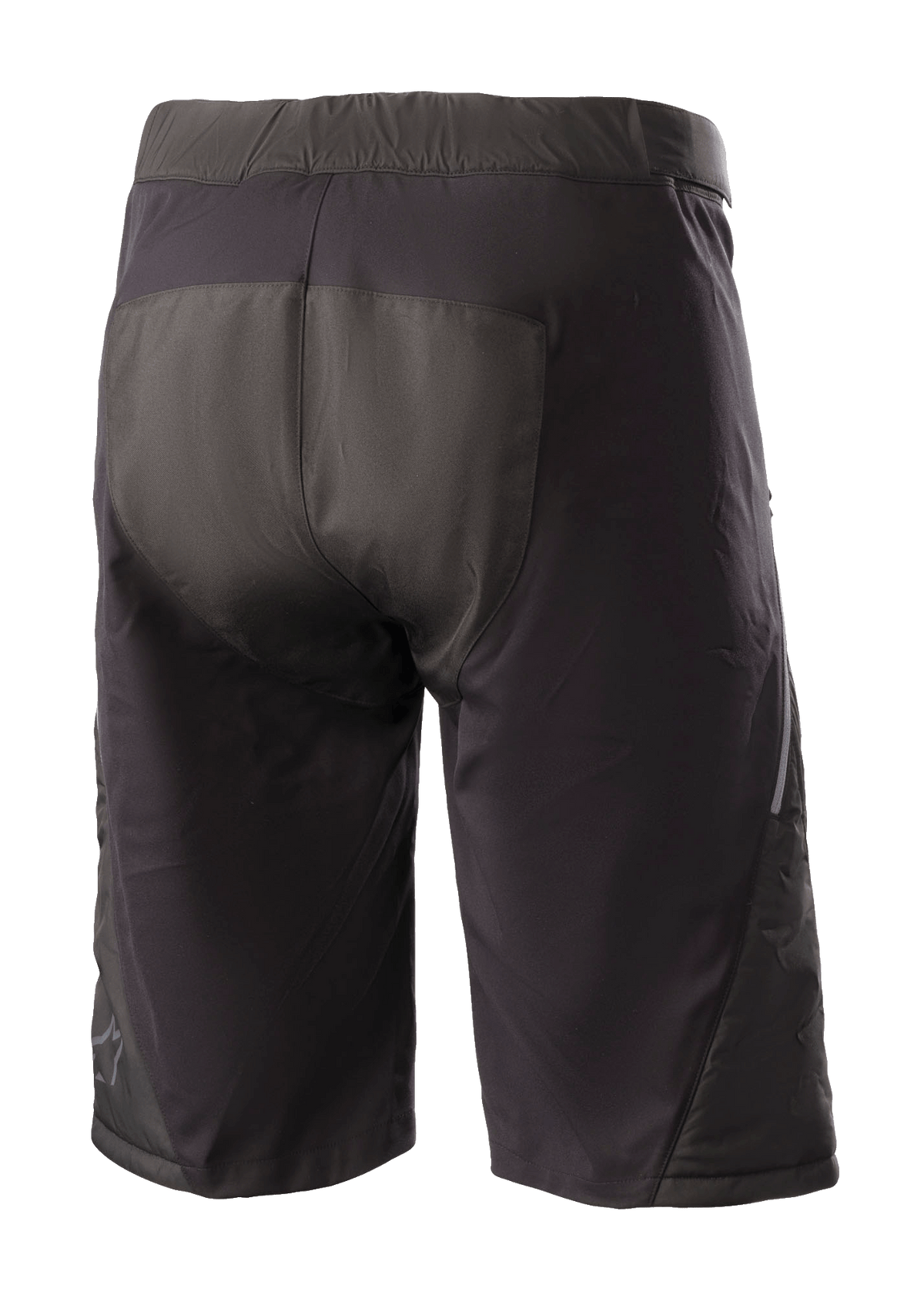 Alpinestars Denali 2 Shorts, calções de BTT, Preto Grisaille, vista traseira com área do assento reforçada e construção em tecido resistente à água para condução fora de estrada
