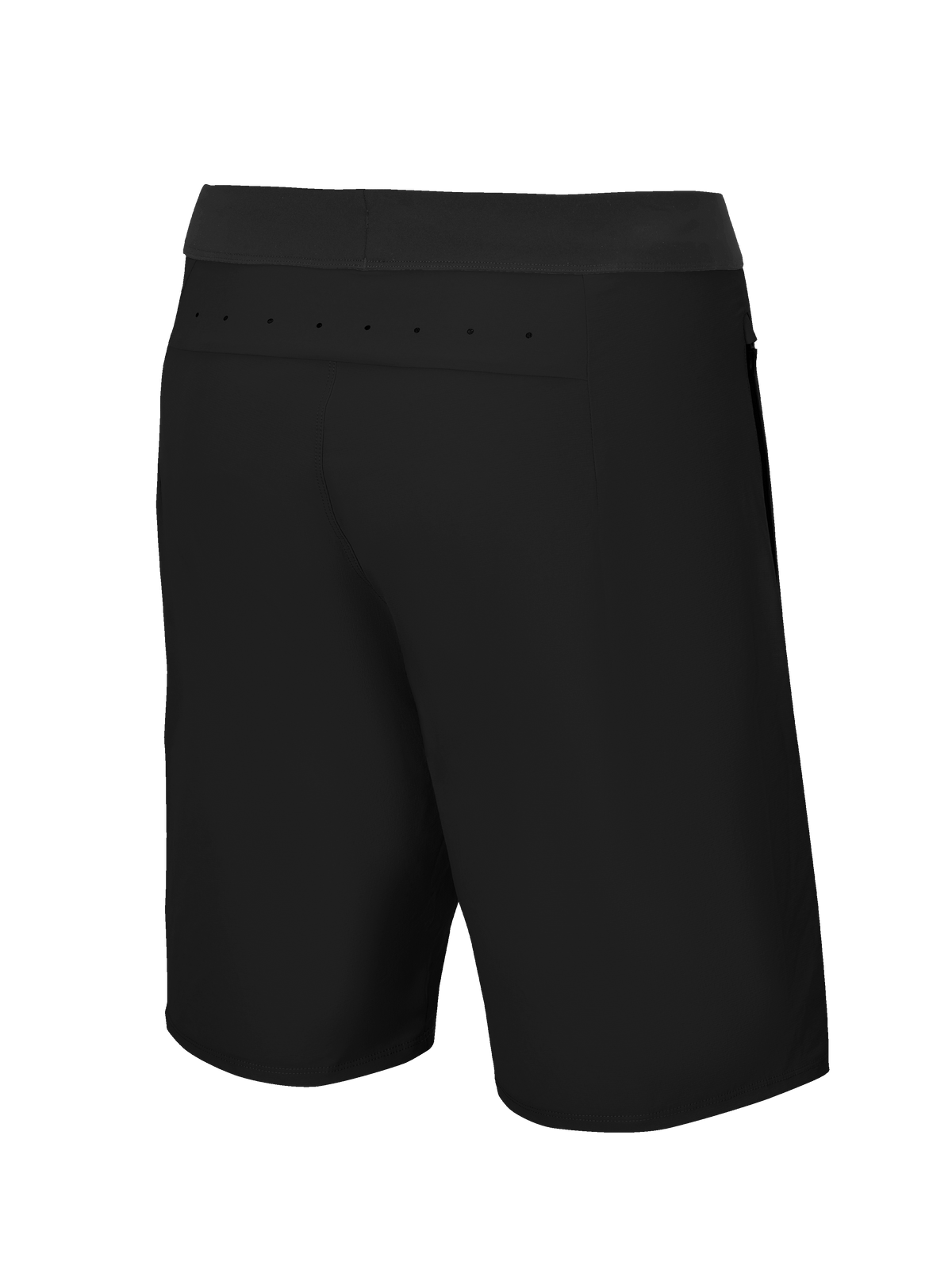 Alpinestars A-Aria Lite Short, calções de mountain bike, pretos, vista traseira com perfurações a laser na pala traseira para ventilação, tecido de performance leve para trilhos