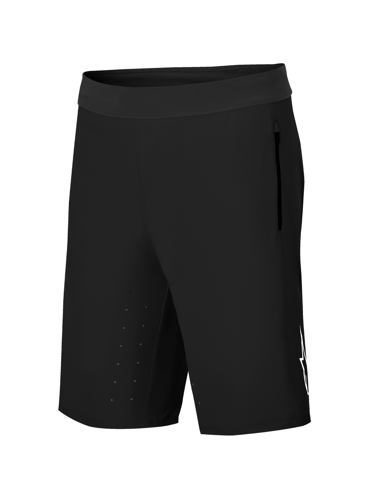 Alpinestars Calções A-Aria Lite, calções de ciclismo de montanha, pretos, com cintura larga, bolso lateral com fecho de correr, perfurações a laser na parte interna da coxa e logótipo Astars branco, equipamento de trilhos de alta performance
