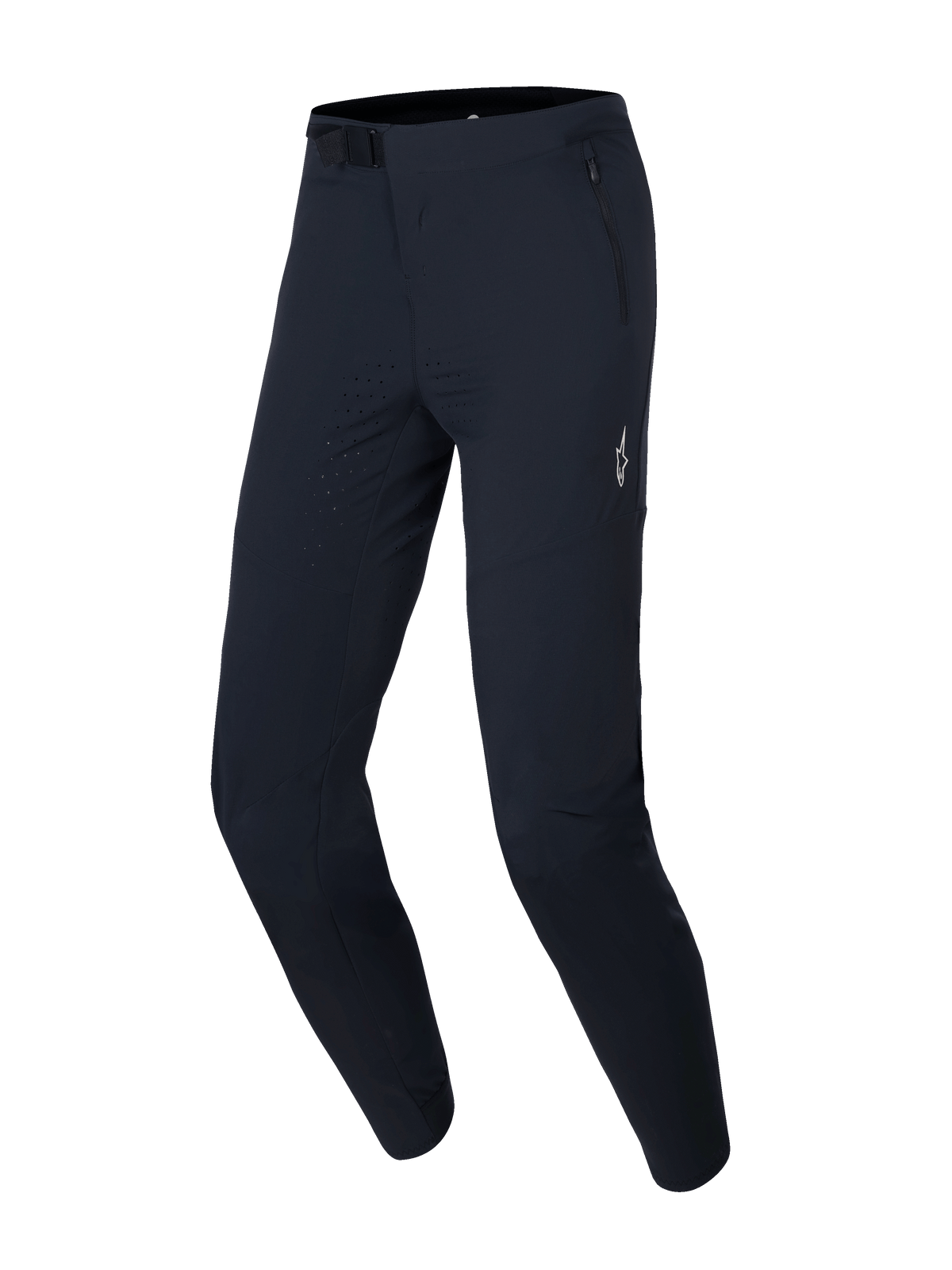 Alpinestars A-Aria Elite Pants, calças de ciclismo MTB, Black Titanium, com ventilação perfurada a laser nas coxas, fecho de fivela magnética na cintura e bolsos com fecho de correr para desempenho em todo-o-terreno.
