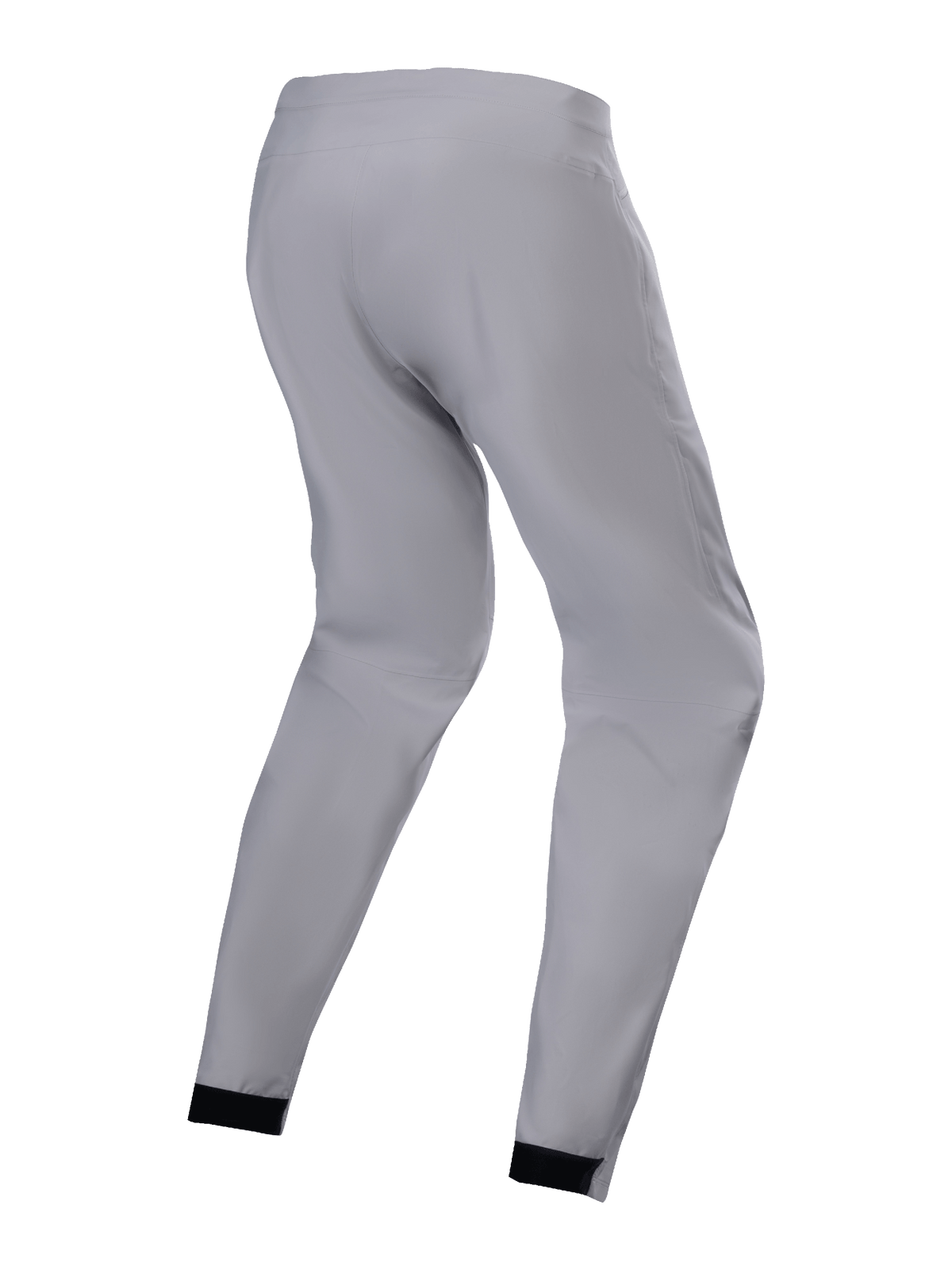 Alpinestars Stella A-Dura Waterproof Pant para Mulher, cinzento Titanium, vista lateral traseira, calças técnicas de BTT com punhos elásticos pretos e um corte afunilado, concebidas para percorrer trilhos com tempo chuvoso