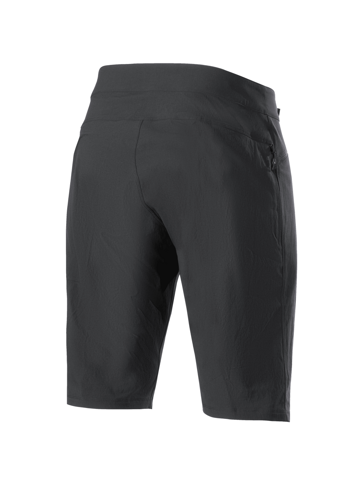 Alpinestars Women Stella A-Dura Liner Shorts, pretos, vista traseira, calções de mountain bike duráveis com um bolso lateral com fecho e tecido elástico bidirecional para mobilidade