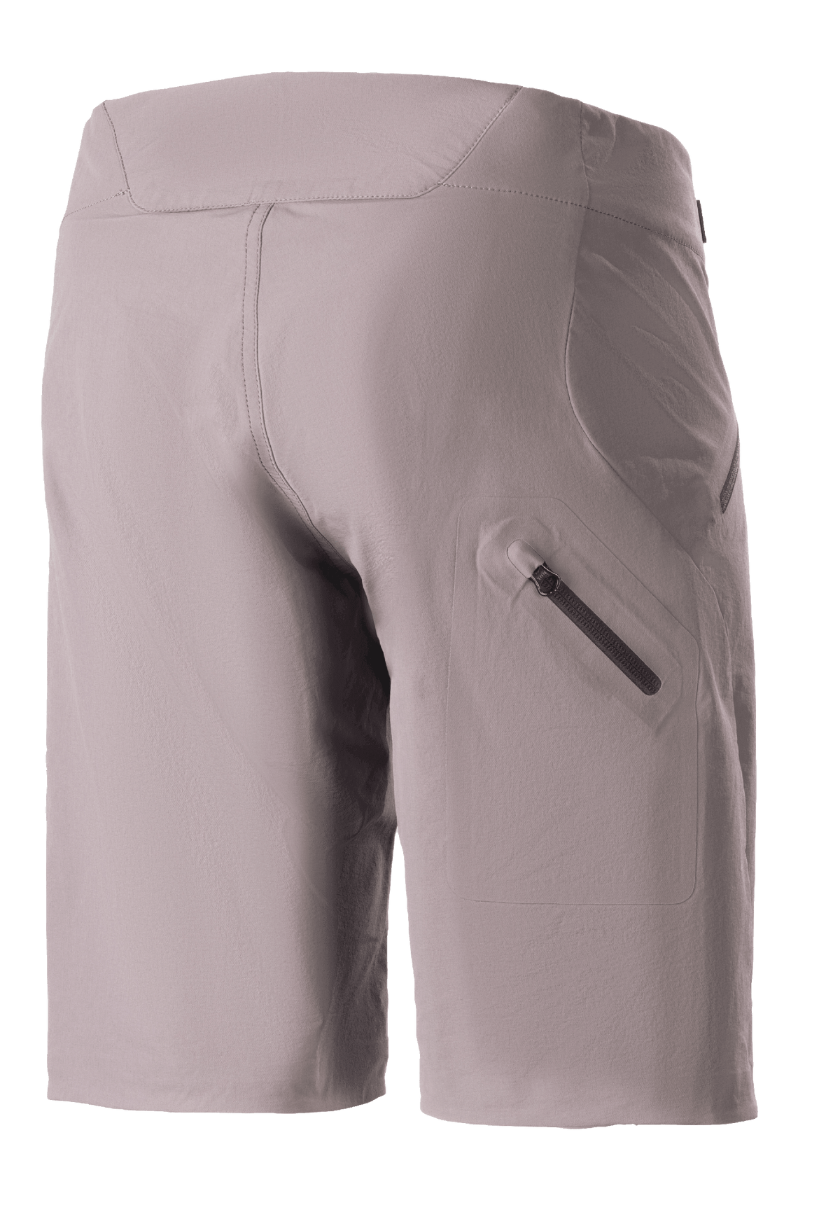 Alpinestars Stella Drop Algorithm Shorts para Mulher, calções de mountain bike, cinzento Sparrow, vista traseira com um bolso de perna colado com fecho, tecido técnico elástico com um ajuste específico para mulher, concebidos para trail de performance e ciclismo todo-o-terreno