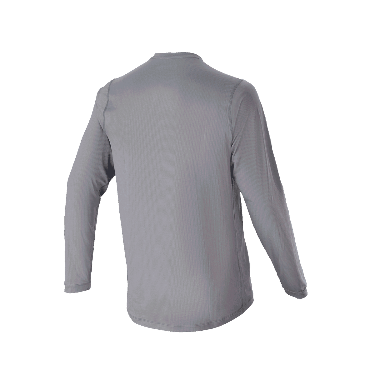 Camisola de Manga Comprida Alpinestars A-Dura Rocker, Cinzento Escuro, vista traseira realçando a cauda mais longa, vestuário casual de ciclismo MTB com um ajuste regular