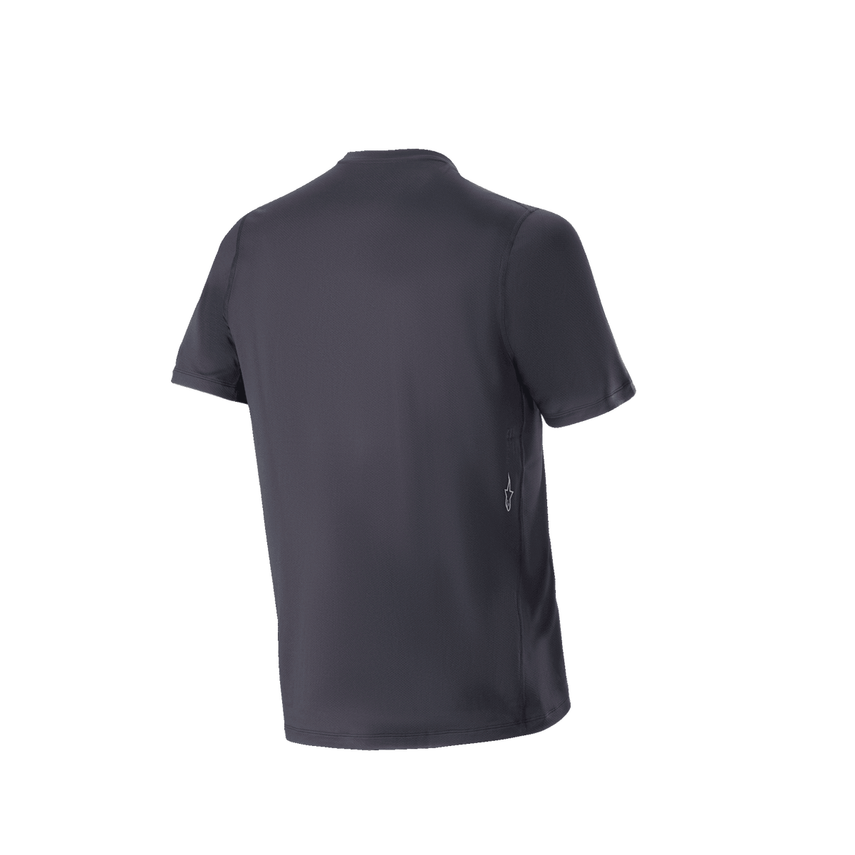 Alpinestars A-Dura Switch, camisola de manga curta de MTB para homem, preta, vista traseira com bainha de cauda alongada.