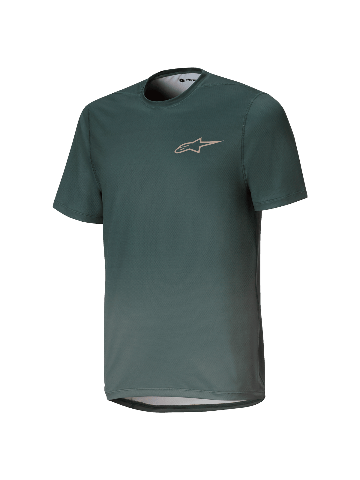 Alpinestars Youth A-Dura Rise Jersey, camisola de BTT de manga curta para jovens, verde Silver Pine, gola redonda com logótipo discreto no peito, tecido jacquard leve e respirável, corte standard