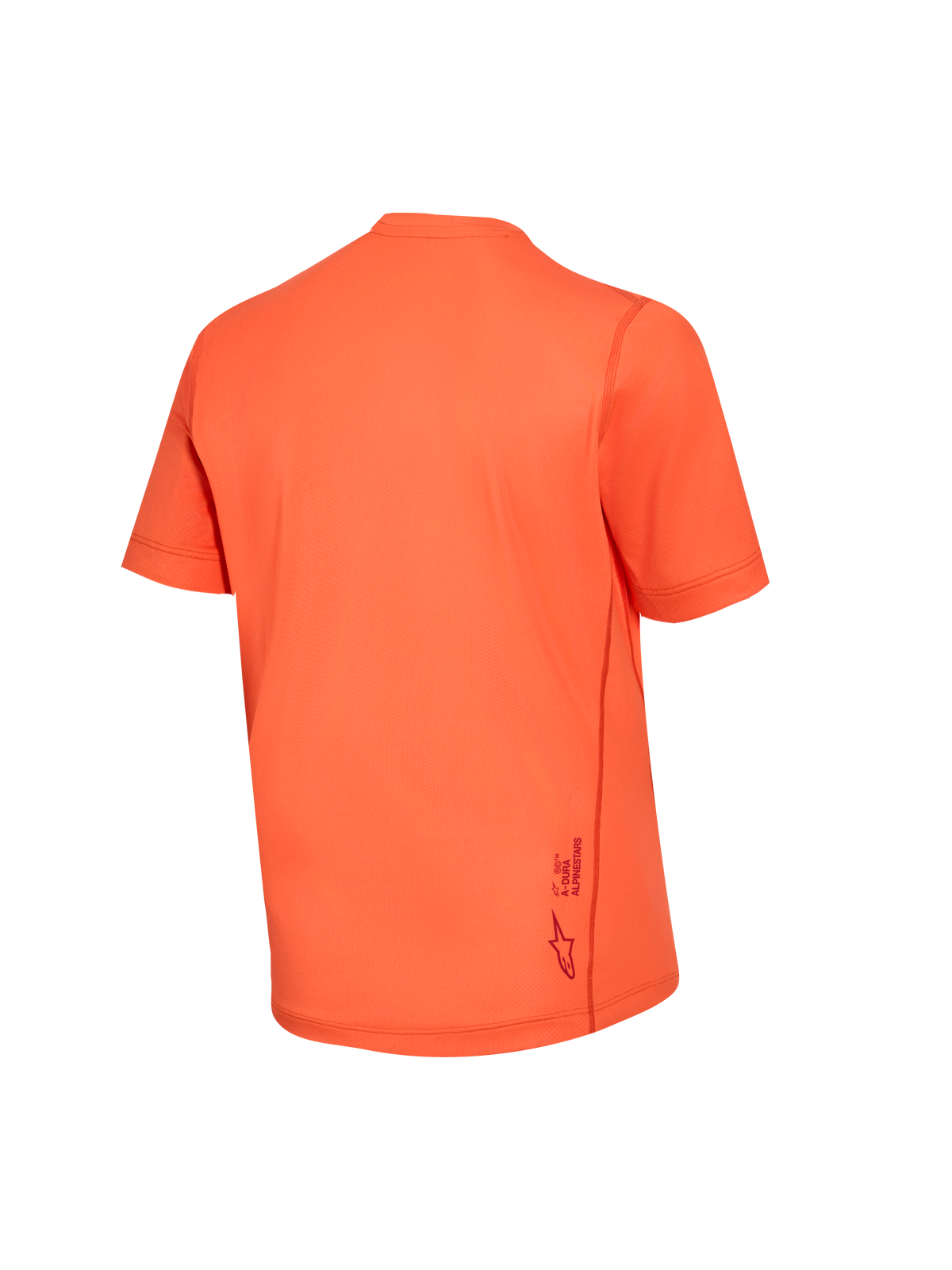 Women's Stella A-Dura Ride Jersey in orange, back view showing the performance jacquard fabric and lower logo detail.