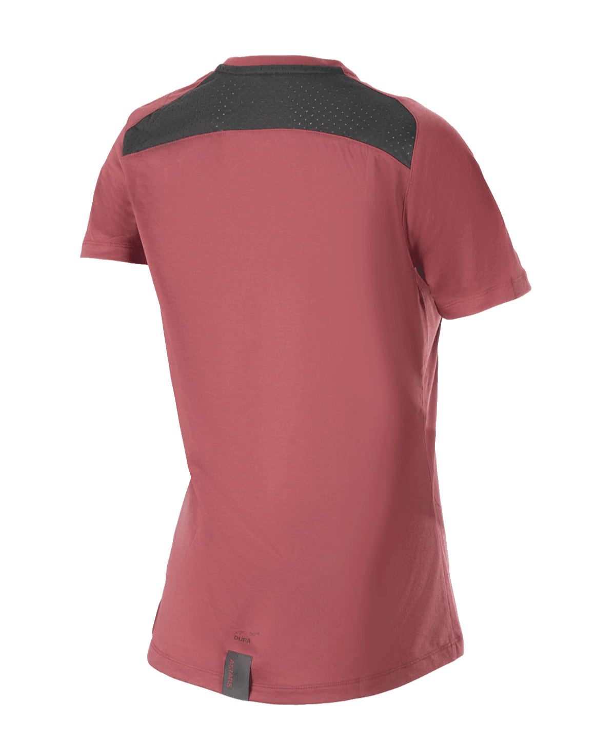 Alpinestars Women Stella A-Dura Dri Switch Jersey, Short Sleeve Mountain Bike Jersey, Burgundy, back view featuring black mesh panel for ventilation and drop tail design