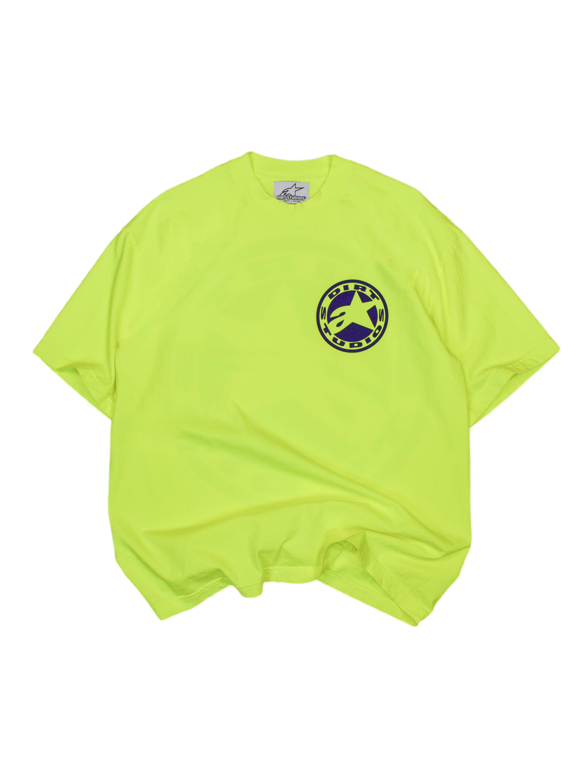 Alpinestars t-shirt Tech Series Dirt Studios Edição Limitada, t-shirt para homem, amarelo fluo com logótipo circular no peito.