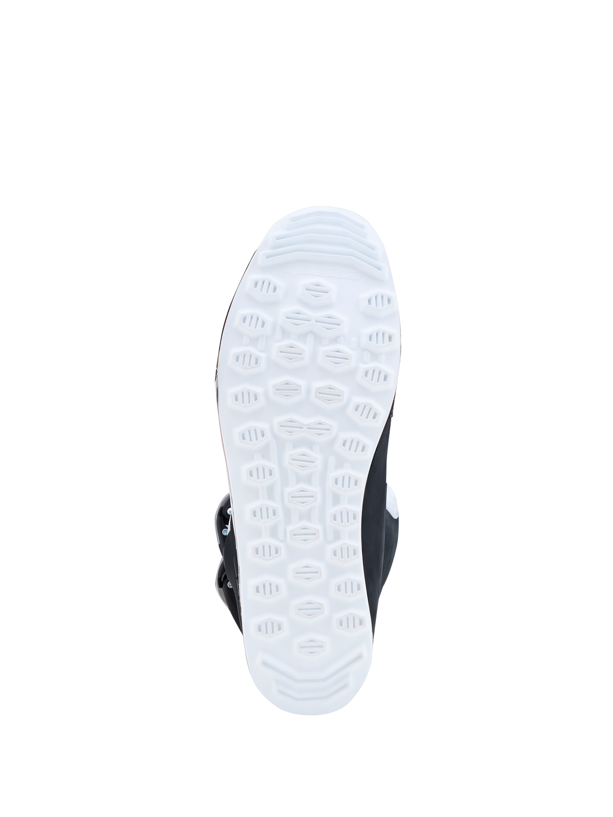 Alpinestars Tech-T Boots, trials motorcycle boots featuring a high-grip white rubber sole for rough terrain and peg feel.