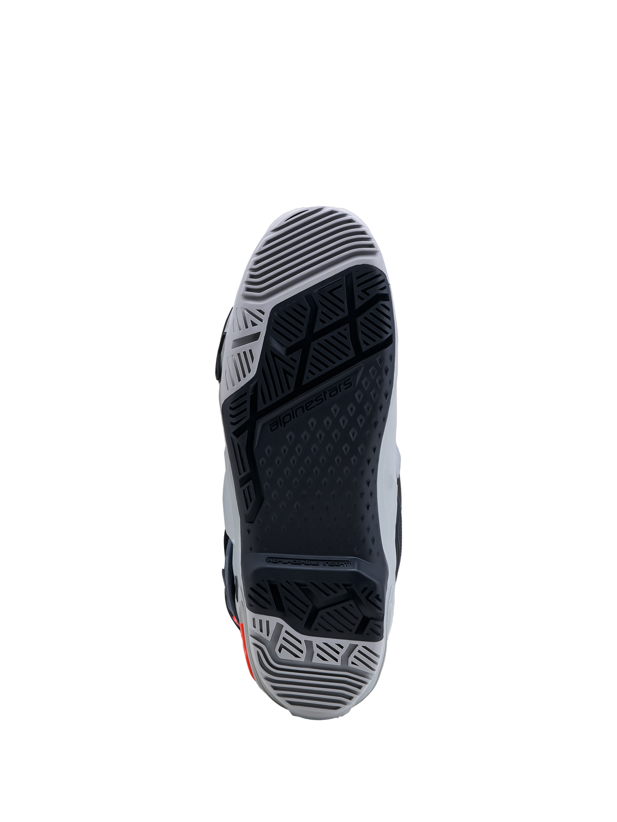 Alpinestars Botas Tech-10 Enduro, sola de composto duplo para off-road, cinzento e preto, com inserção substituível.