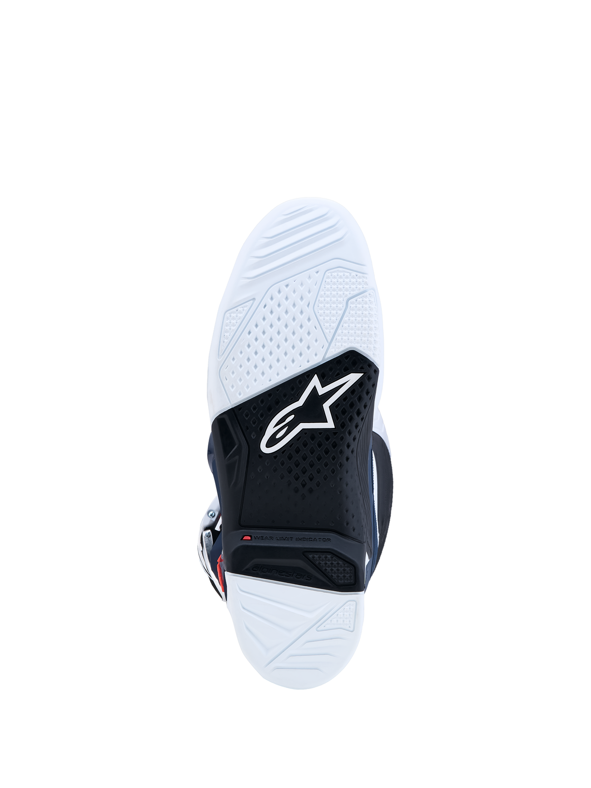 Alpinestars botas Tech 7, sola de borracha de composto duplo branca e preta com indicador de limite de desgaste vermelho, botas de motocross