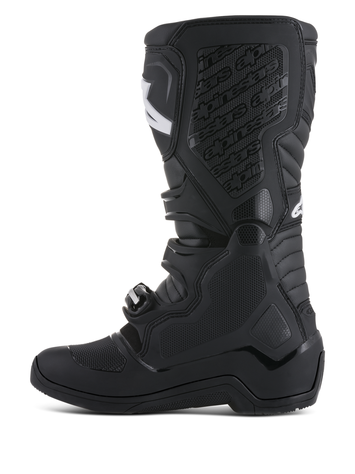 Alpinestars Botas Tech 5, botas de motocross pretas, sistema de pivô biomecânico e placa de canela em TPU para off-road