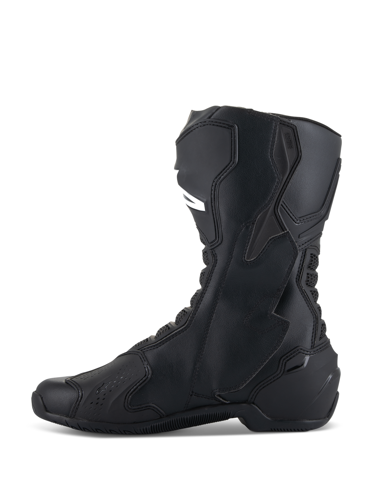 Botas Alpinestars SMX-6 V3, Pretas, bota de motociclismo de performance, perfil lateral com proteção de canela em TPU e suporte biomecânico de tornozelo, construção em microfibra e design aerodinâmico de corrida