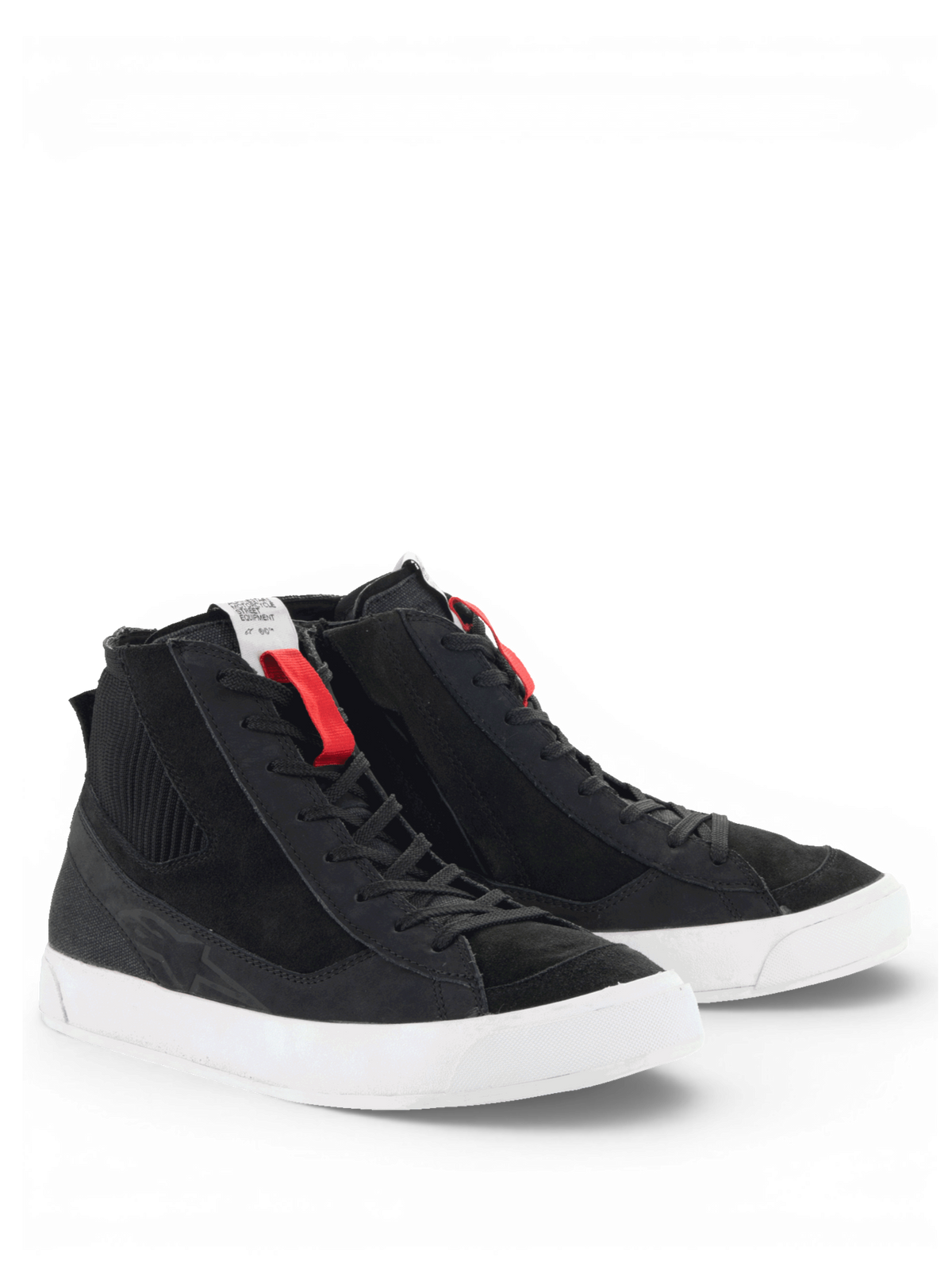 Alpinestars Stated Shoes, sapatos de moto urbanos para homem, pretos e brancos, estilo skate em nubuck e camurça