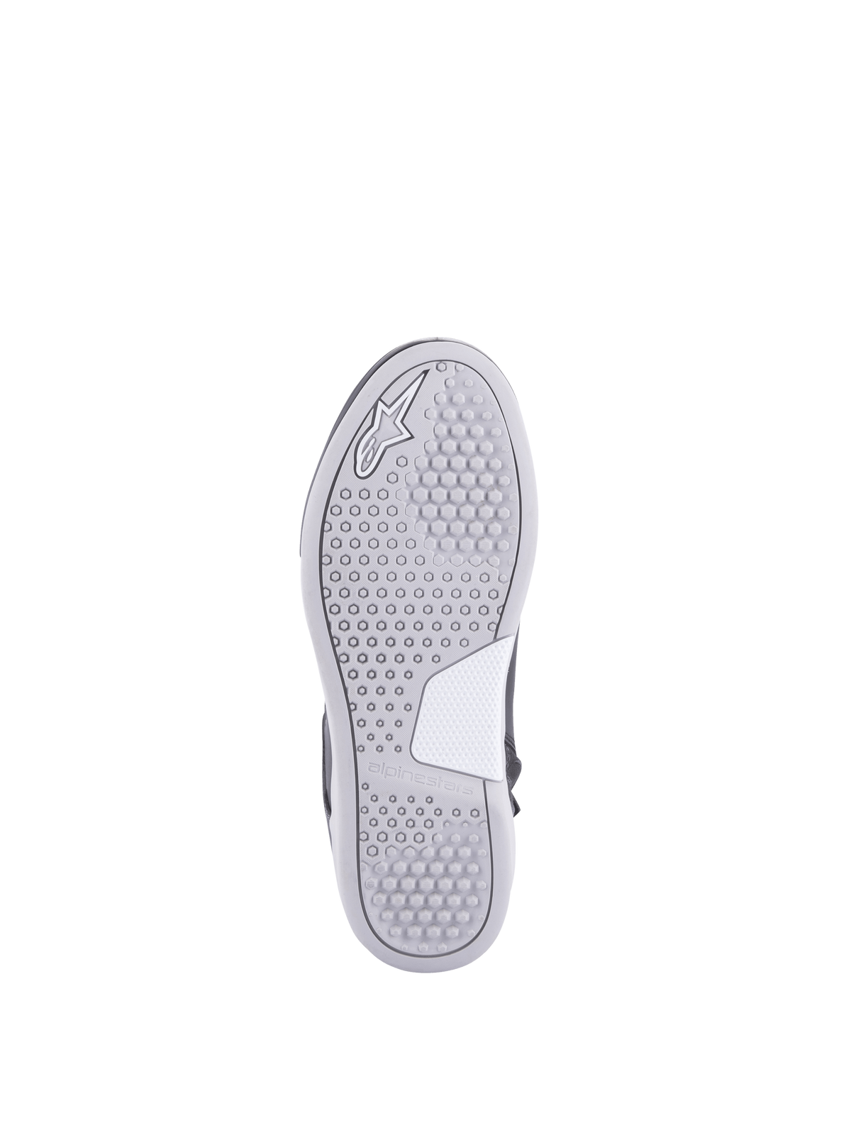 Alpinestars Stella Chrome Drystar®, sapatos de moto para mulher, sola branca e cinzenta com rasto hexagonal, estilo urbano