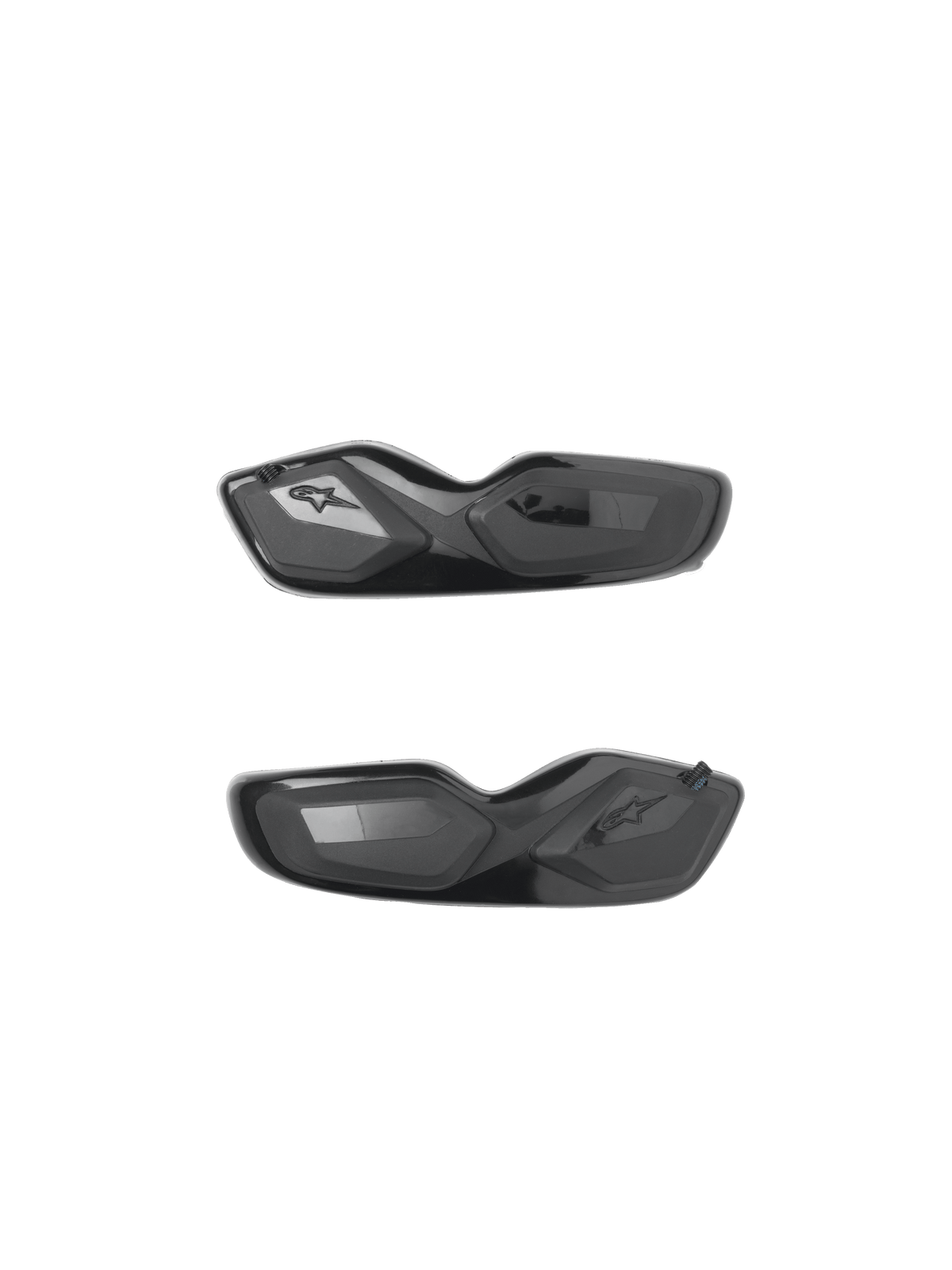 Alpinestars SMX-6 Toe Sliders, peças de substituição para botas de motociclista, pretos, acabamento brilhante e mate, design aerodinâmico com logótipo da estrela em relevo, par para uso desportivo e de competição